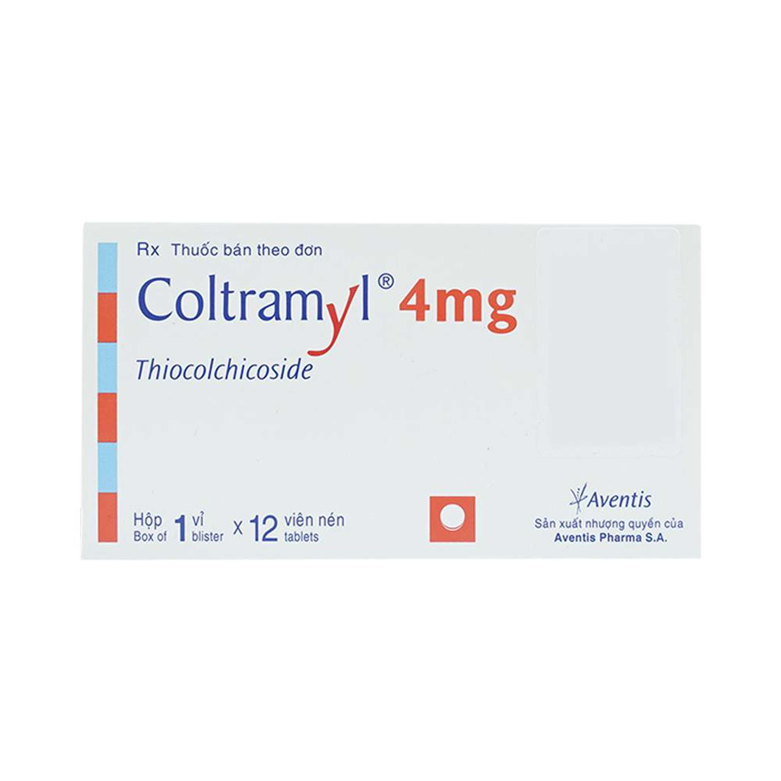 Thuốc Coltramyl 4mg Roussel điều trị hỗ trợ đau do co cứng cơ bắp cấp tính (1 vỉ x 12 viên)