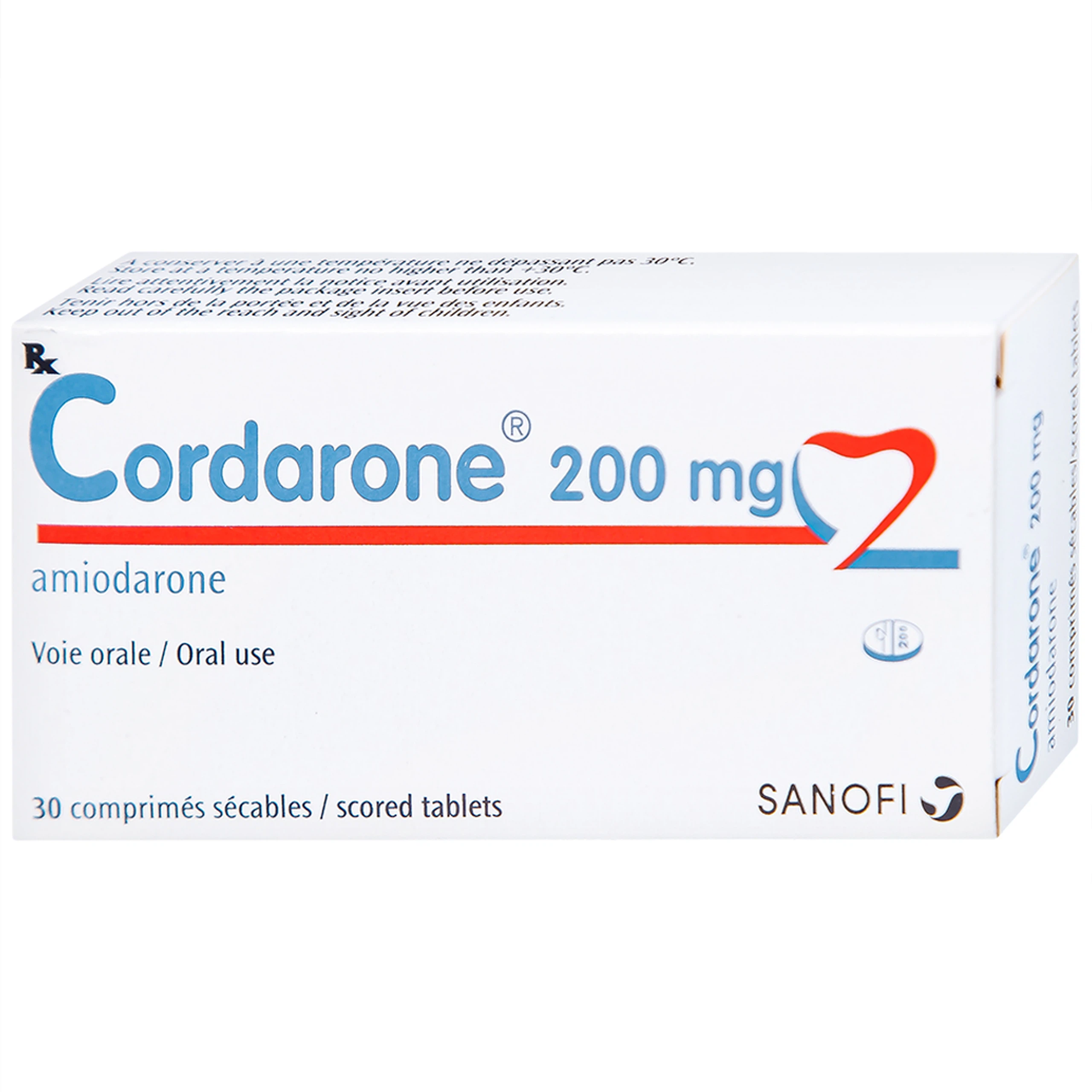 Thuốc Cordarone 200mg Sanofi phòng ngừa và điều trị một số dạng rối loạn nhịp tim (30 viên)