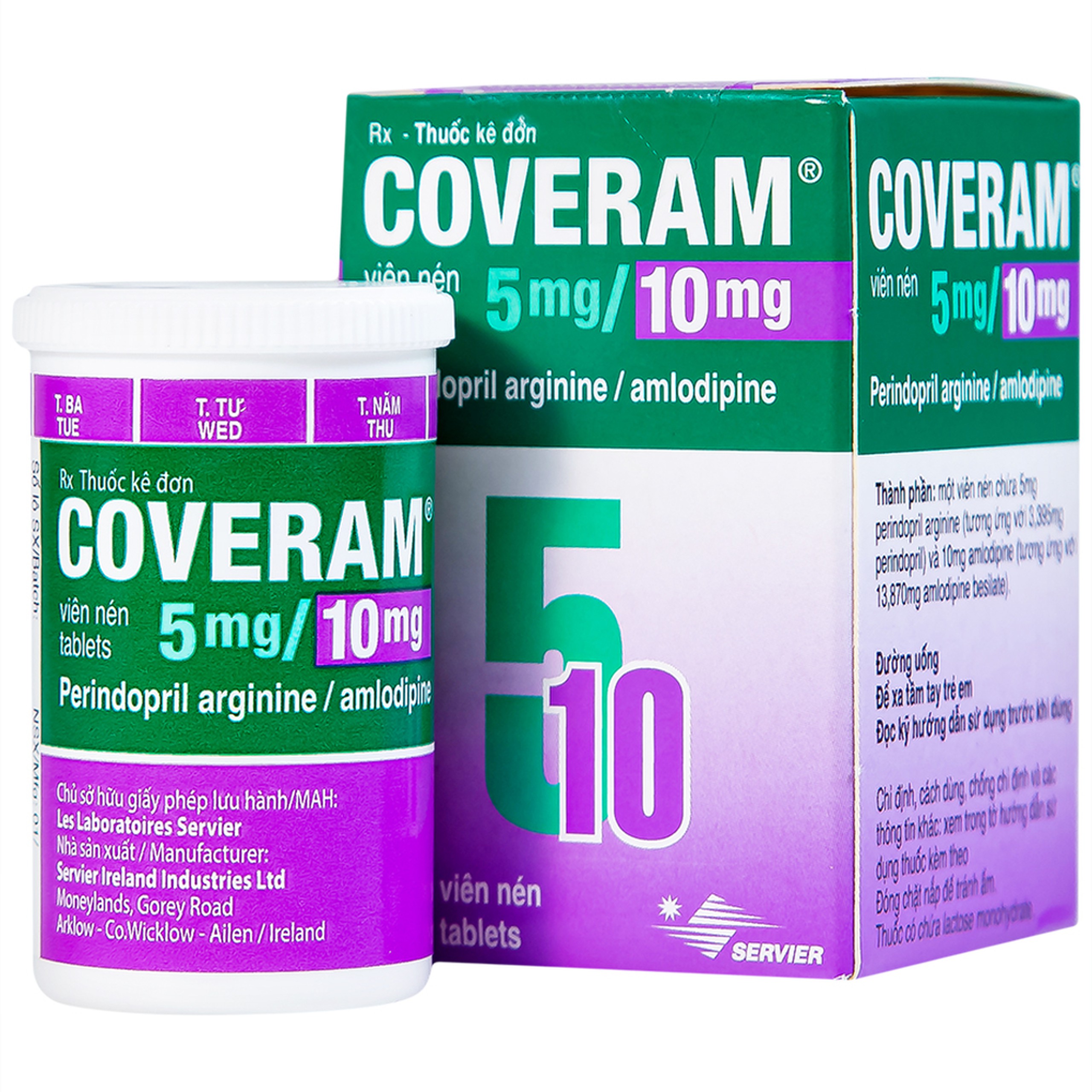 Thuốc Coveram 5mg/10mg Servier điều trị tăng huyết áp (30 viên)