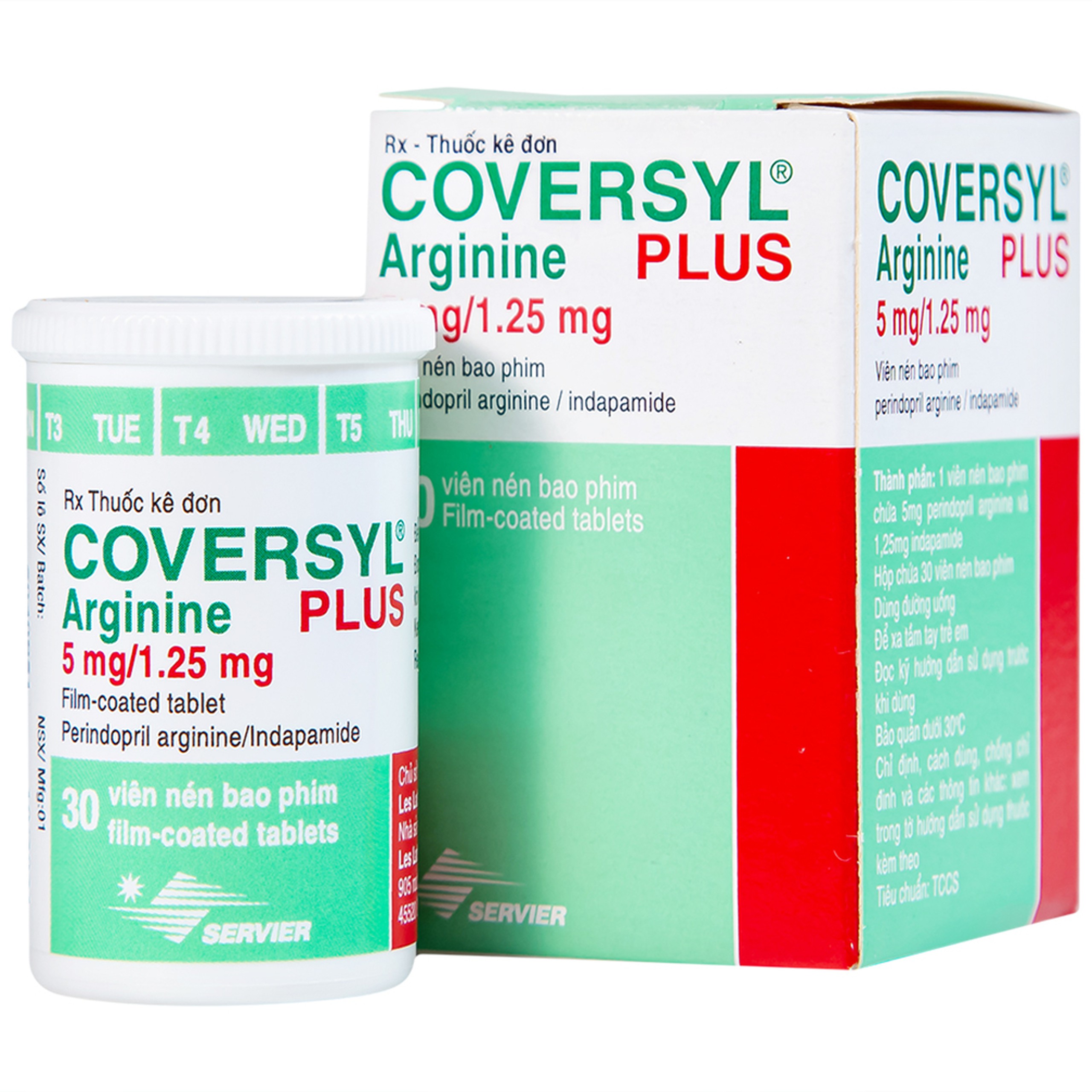 Thuốc Coversyl Plus 5mg/1.25mg Servier điều trị tăng huyết áp (30 viên)