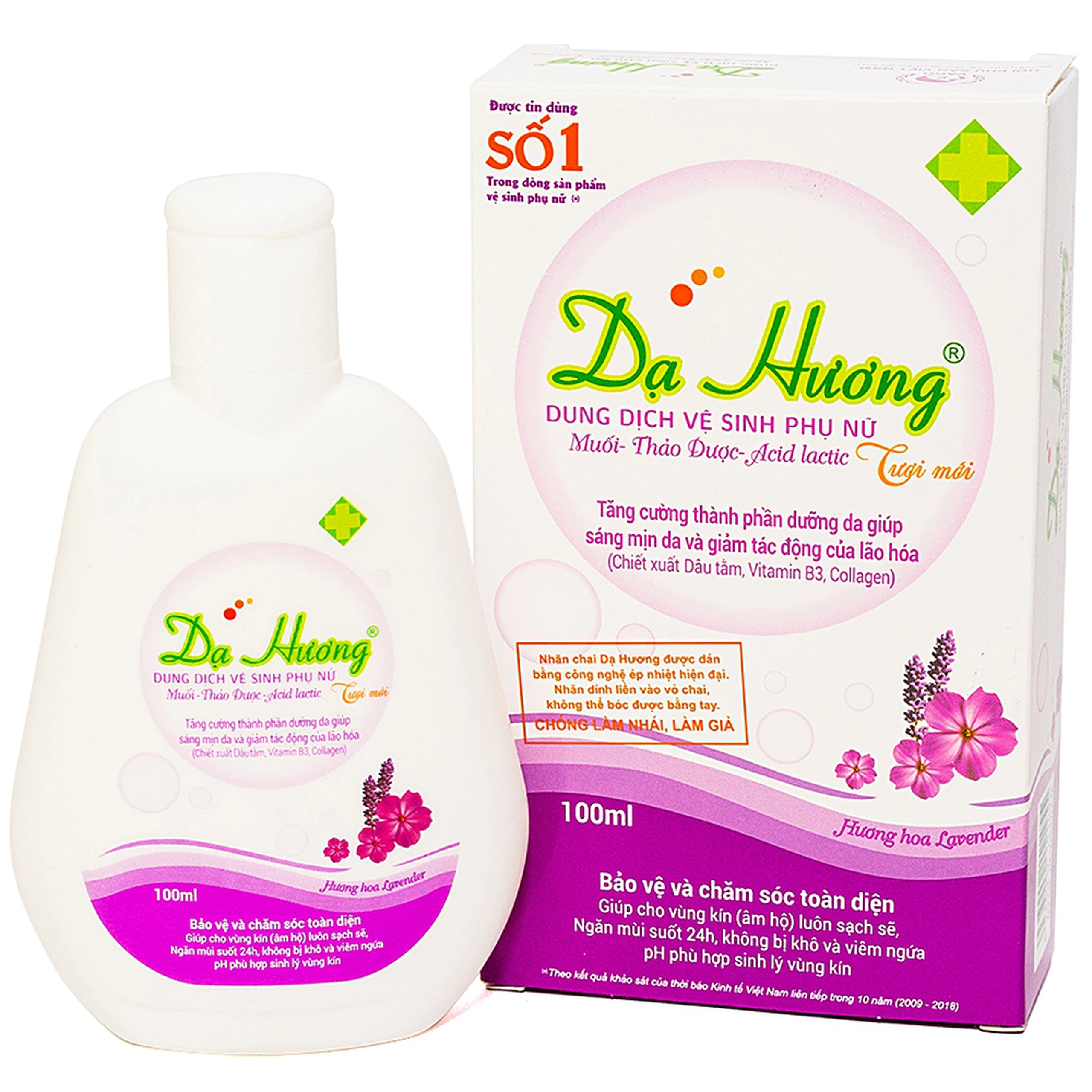 Dung dịch vệ sinh phụ nữ Dạ Hương Lavender Hoa Linh làm sạch vùng kín, ngăn mùi suốt 24h (100ml)