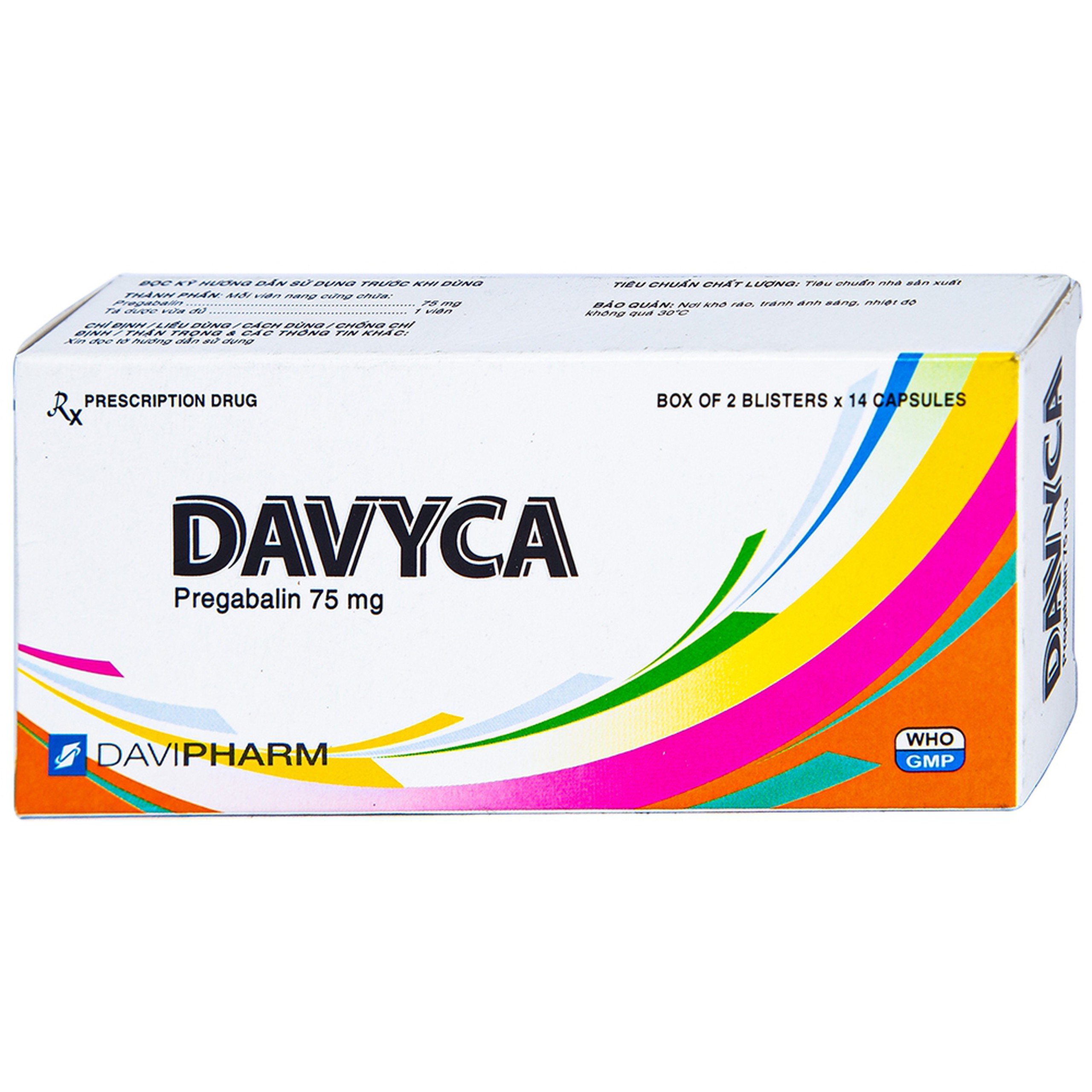 Thuốc Davyca 75mg Davipharm điều trị rối loạn lo âu lan tỏa (28 viên)