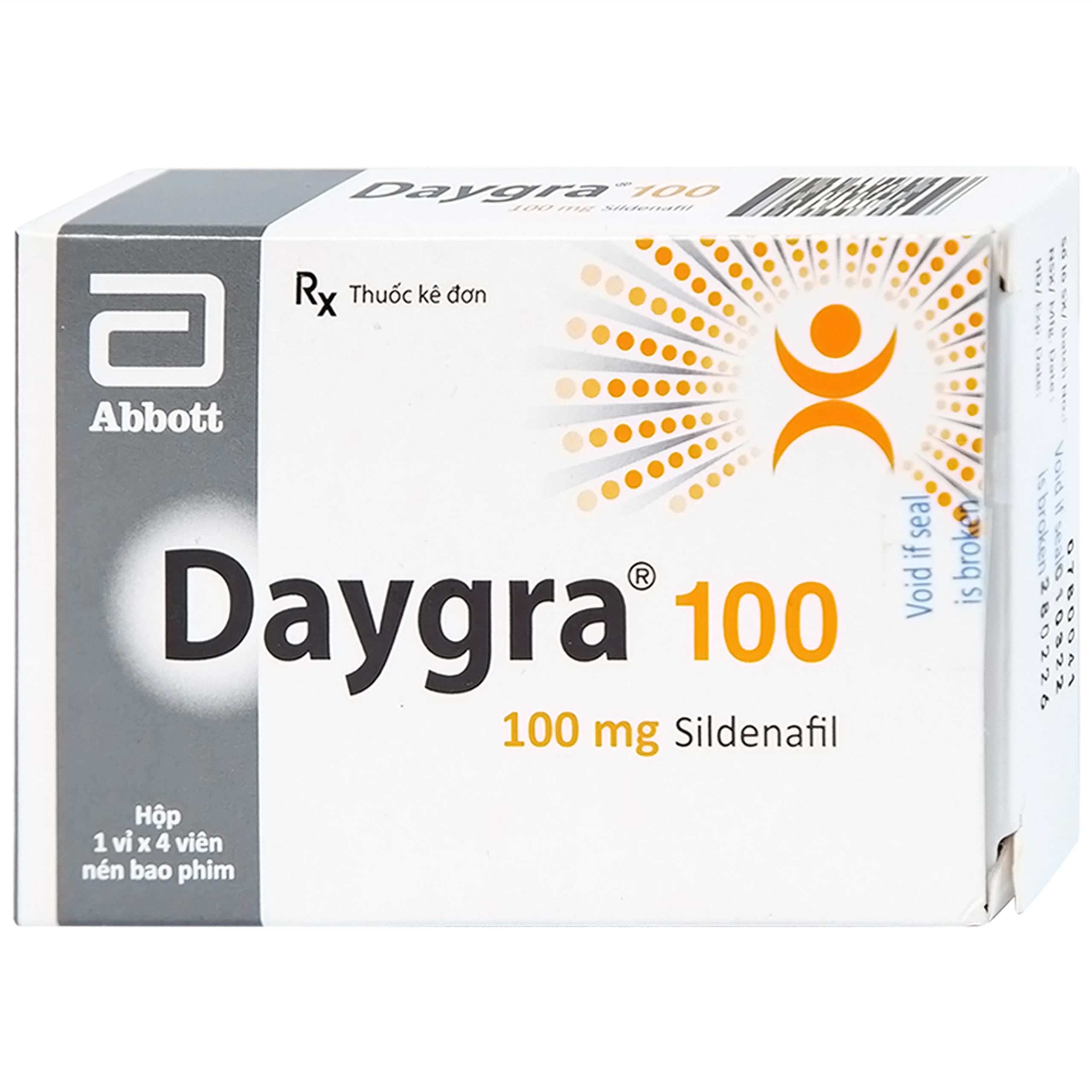 Thuốc Daygra 100 Abbott điều trị rối loạn cương dương (1 vỉ x 4 viên)