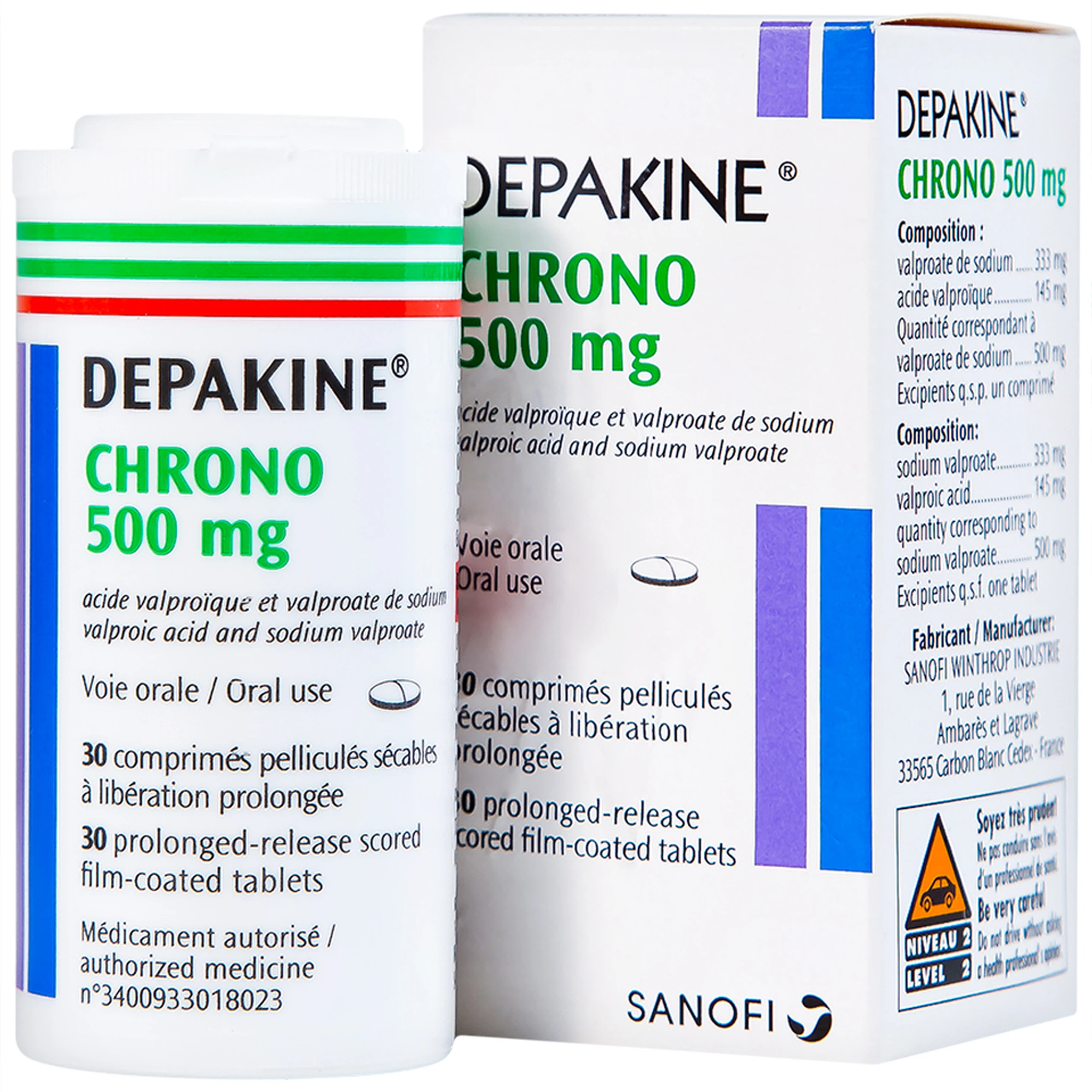 Thuốc Depakine Chrono 500mg Sanofi điều trị động kinh (30 viên)
