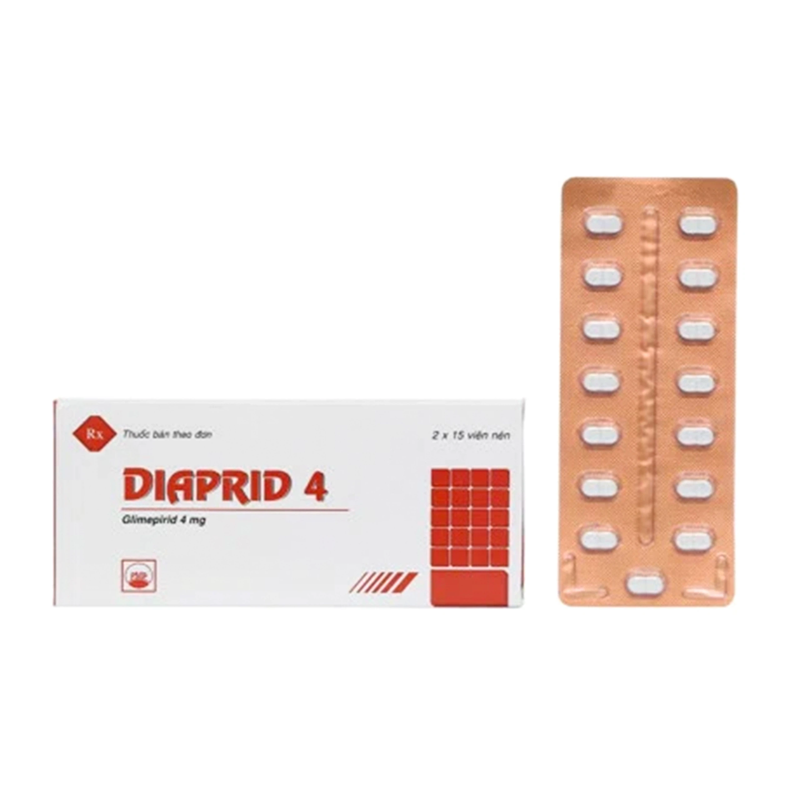 Thuốc Diaprid 4 Pymepharco điều trị đái tháo đường tuýp 2 (2 vỉ x 15 viên)