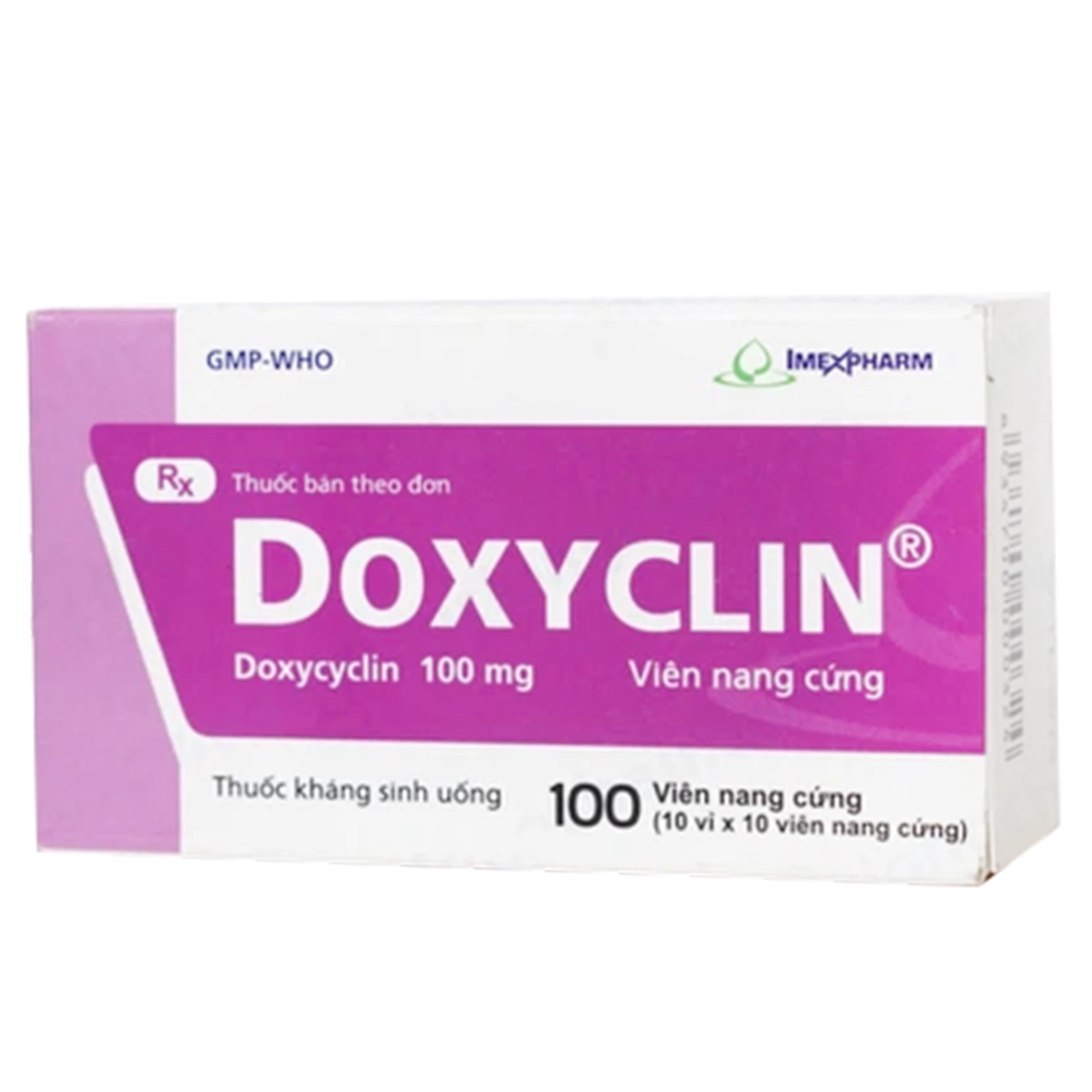 Thuốc Doxyclin Imexpharm điều trị nhiễm khuẩn (10 vỉ x 10 viên)
