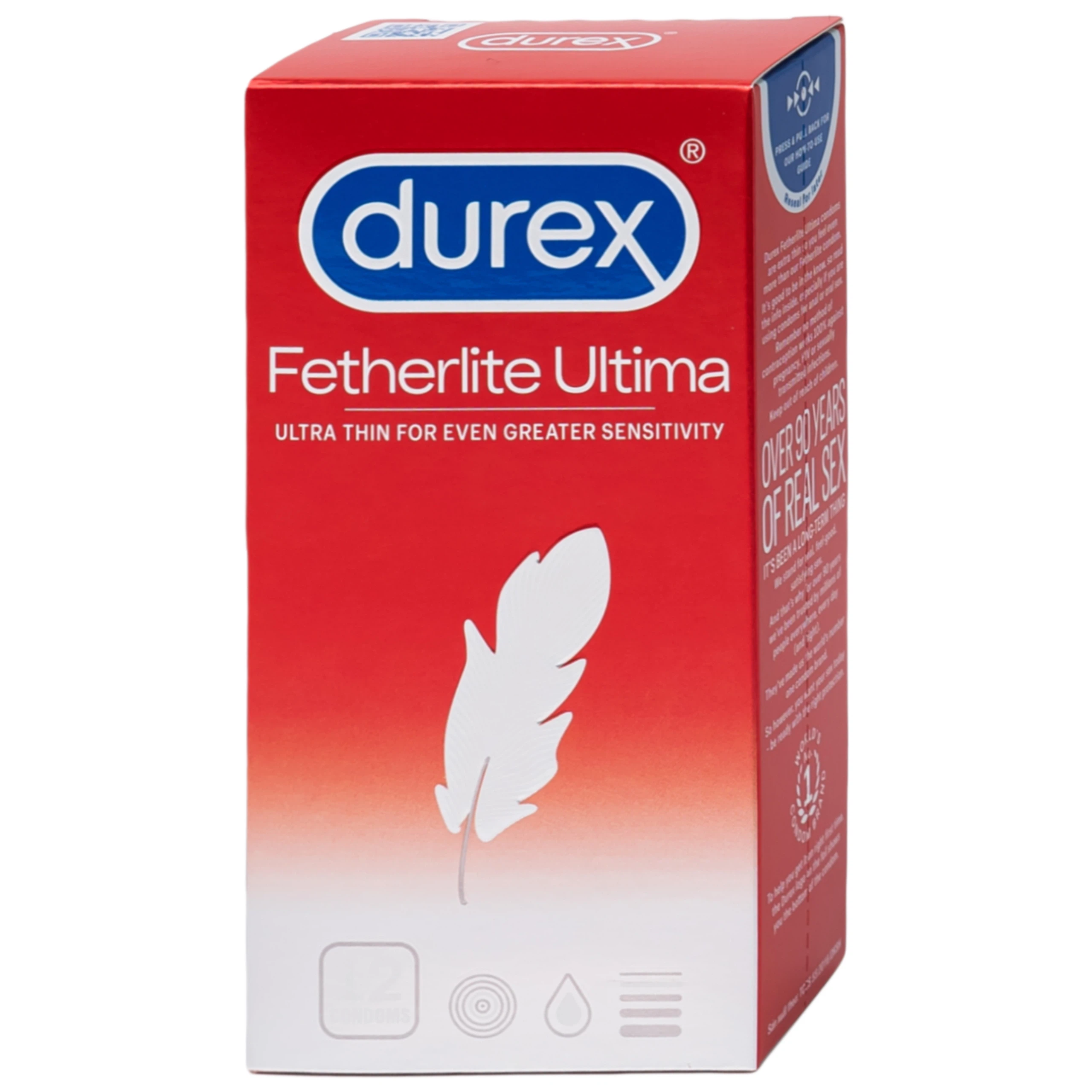 Bao cao su Durex Fetherlite Ultima siêu mỏng dùng tránh thai và các bệnh lây nhiễm (12 cái)