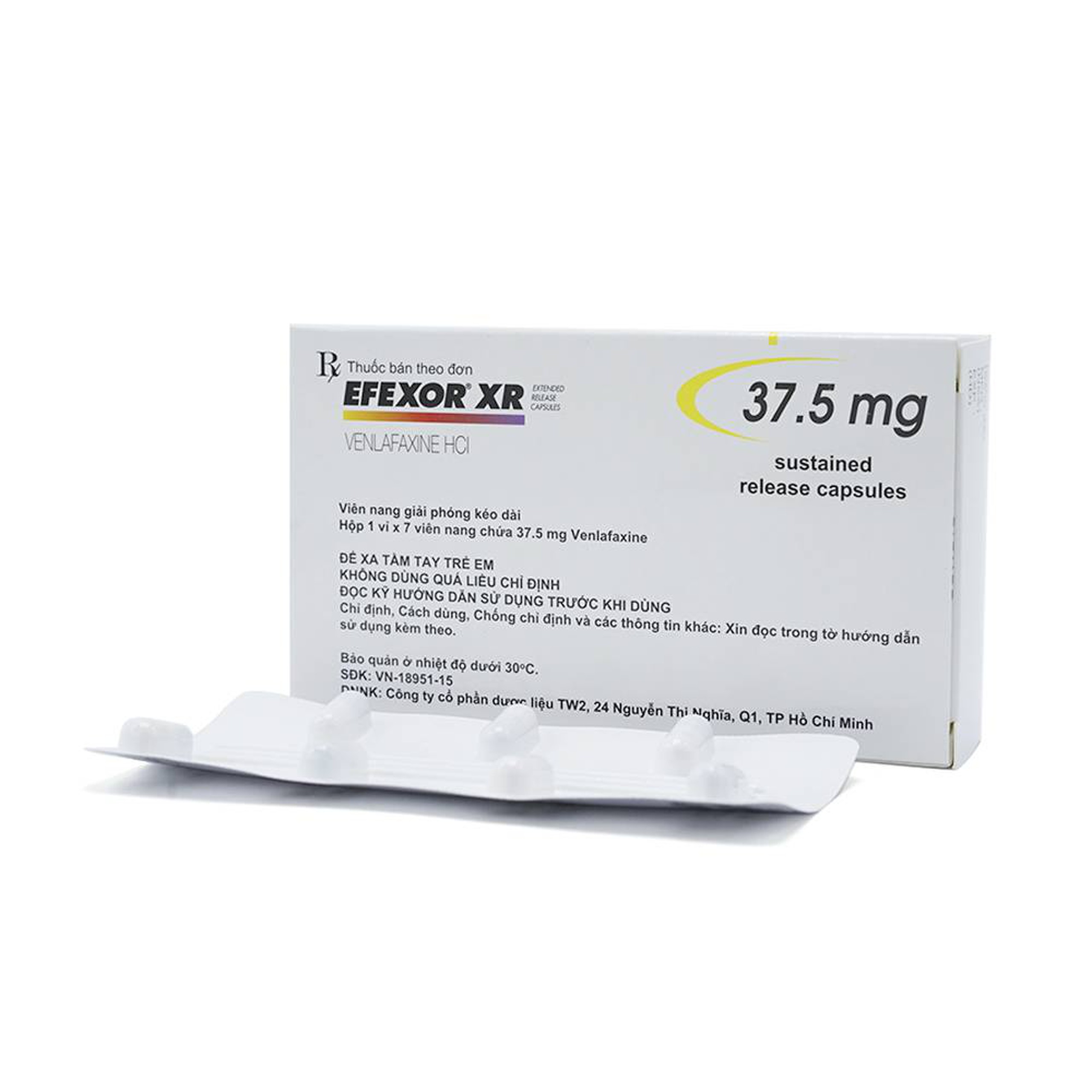 Thuốc Efexor XR 37.5mg Pfizer điều trị các rối loạn trầm cảm chủ yếu (1 vỉ x 7 viên)