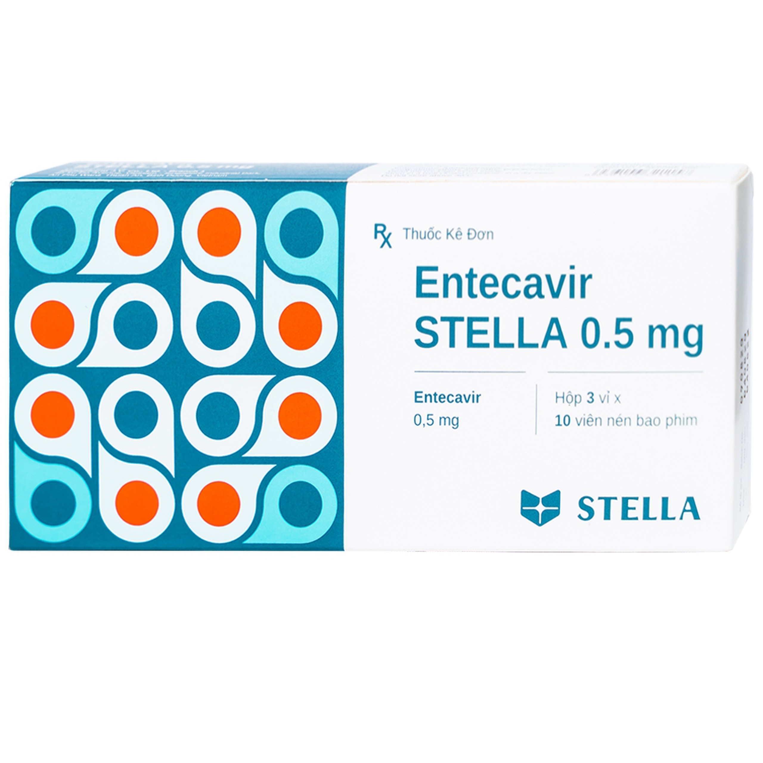 Thuốc Entecavir Stella 0.5mg điều trị viêm gan B mạn tính (3 vỉ x 10 viên)