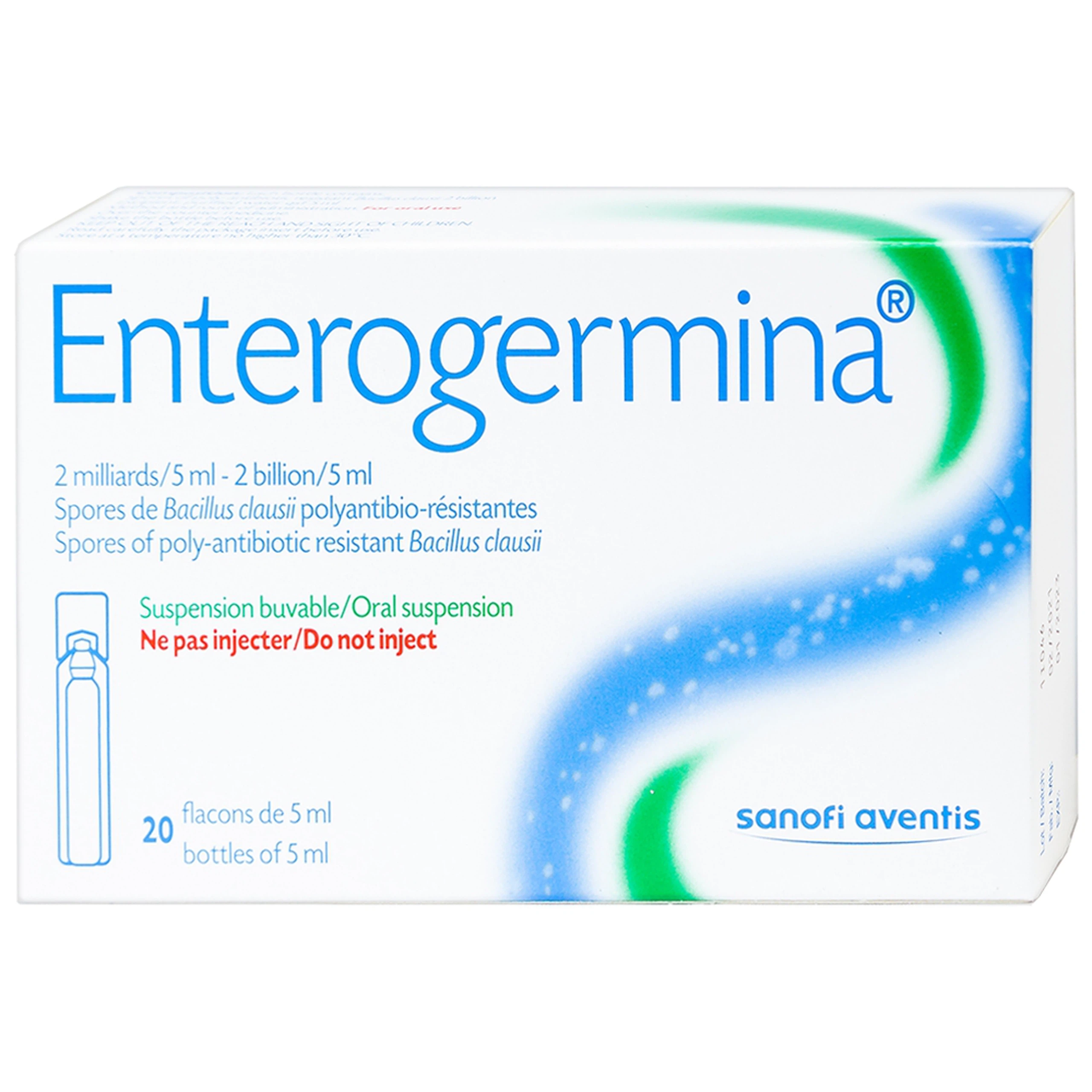 Men vi sinh Enterogermina 2 tỷ/5ml điều trị rối loạn tiêu hóa (2 vỉ x 10 ống)