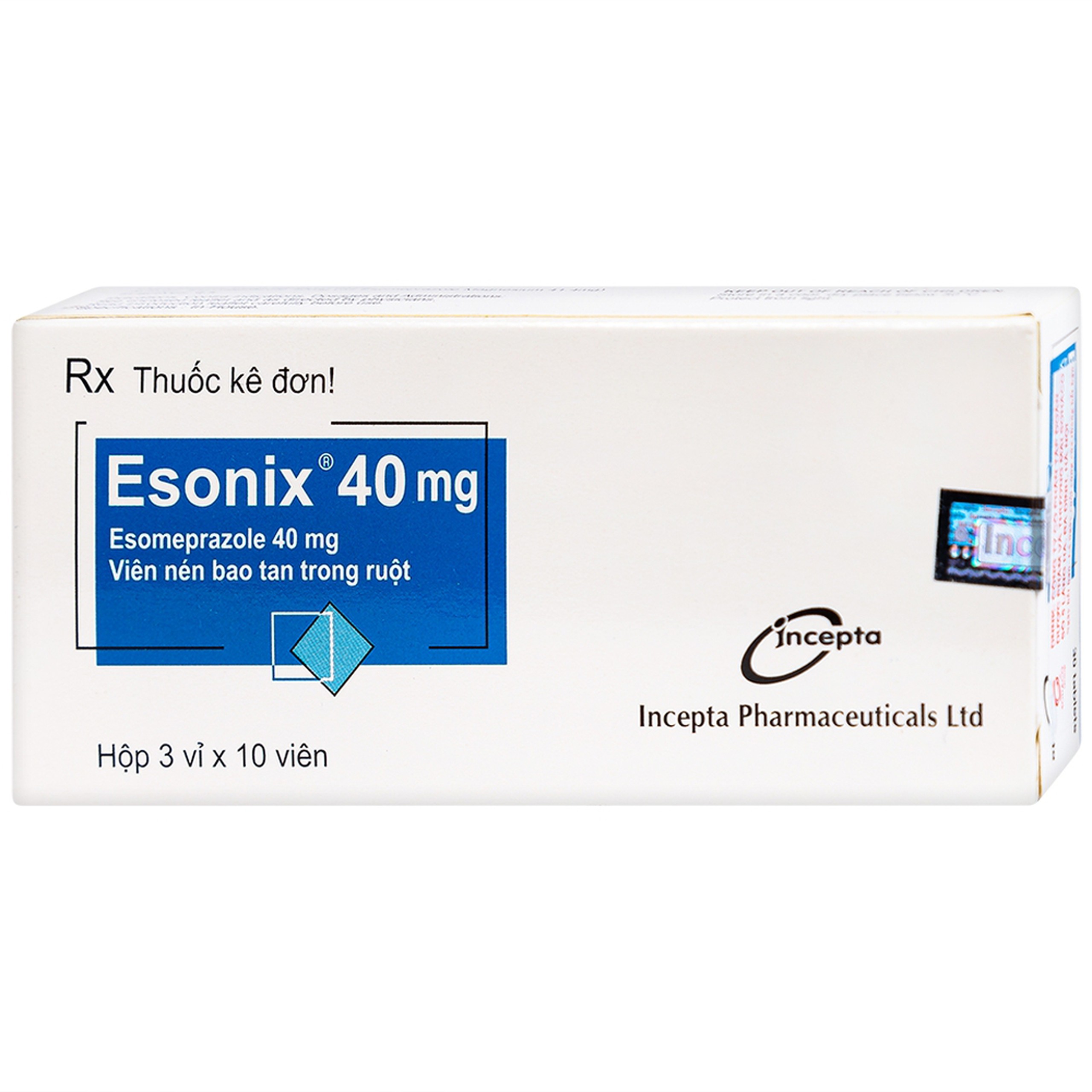 Thuốc Esonix 40mg Incepta điều trị trào ngược thực quản (3 vỉ x 10 viên)