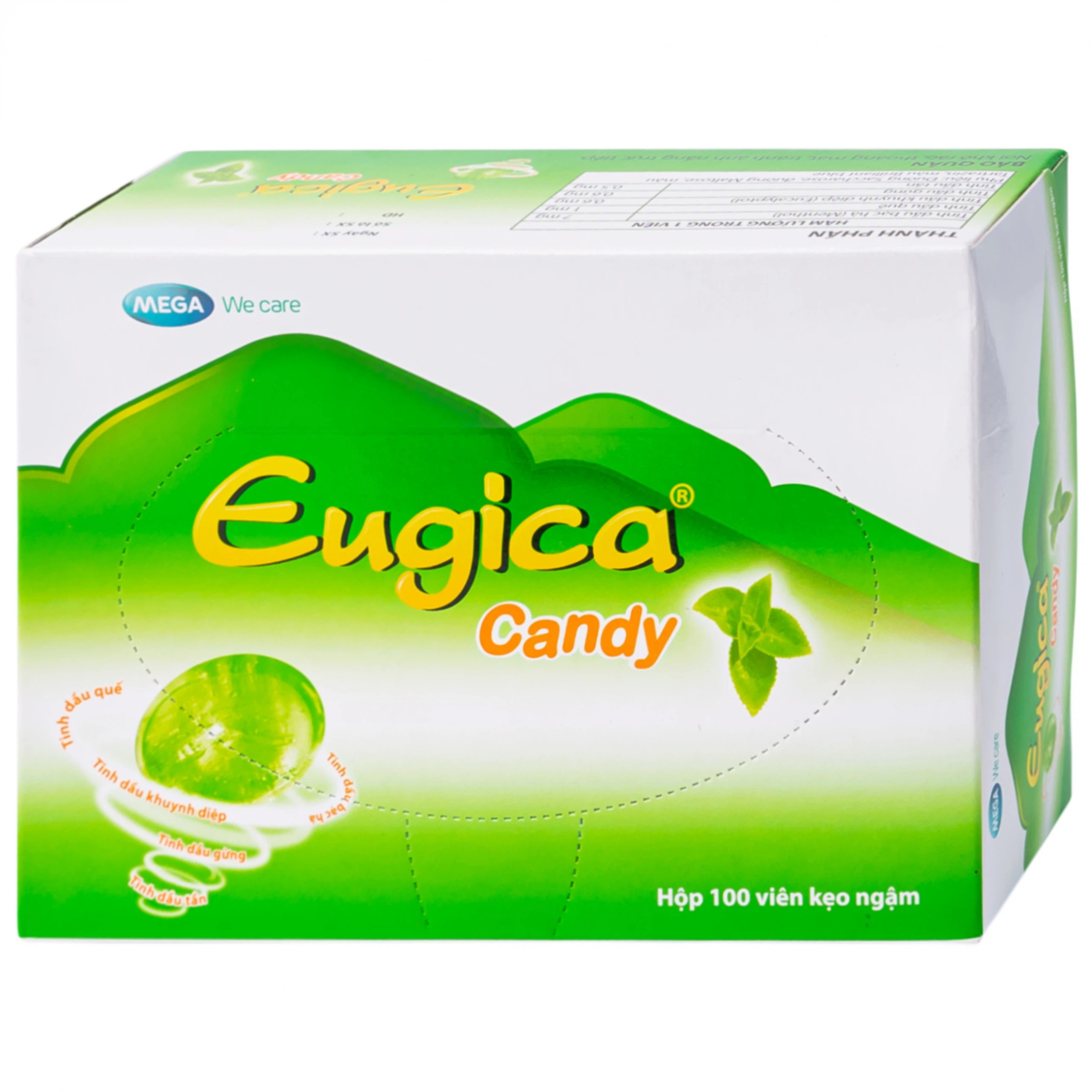 Kẹo ngậm Eugica Candy MEGA We care hỗ trợ làm ấm, thông cổ (100 viên)