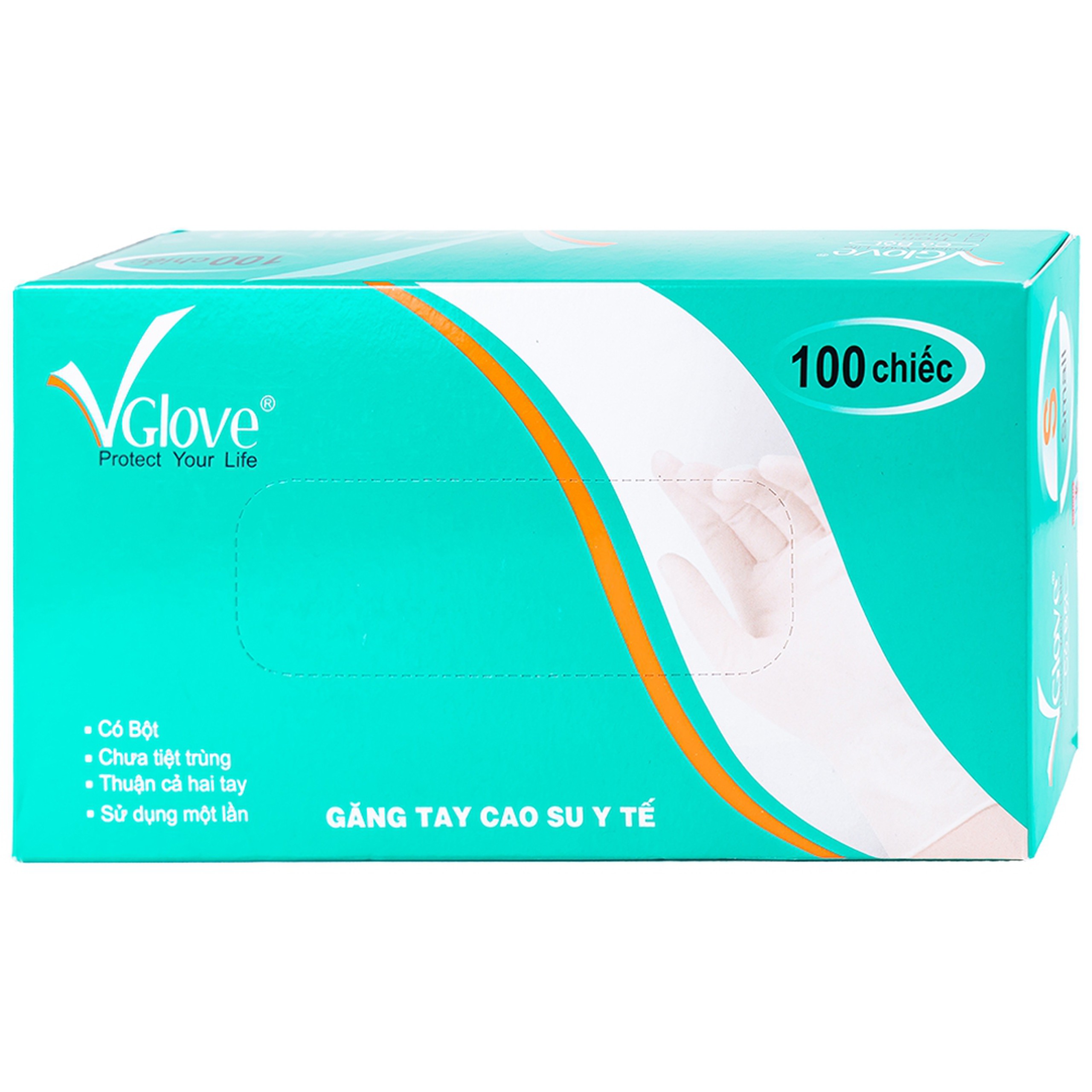 Găng tay cao su y tế trơn có bột VGlove Size S (10 hộp x 100 chiếc)