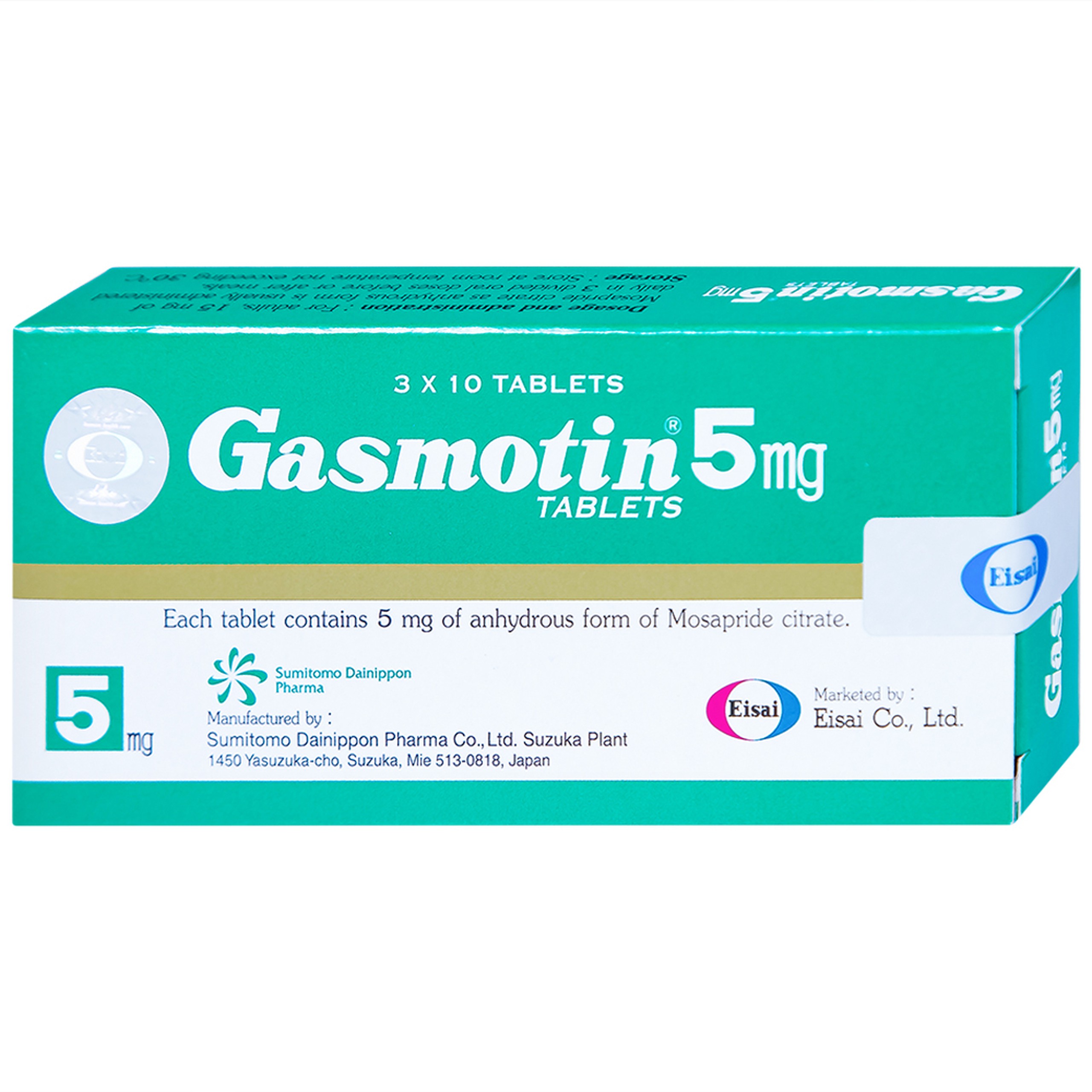 Thuốc Gasmotin 5mg Eisai điều trị viêm dạ dày mạn tính (3 vỉ x 10 viên)