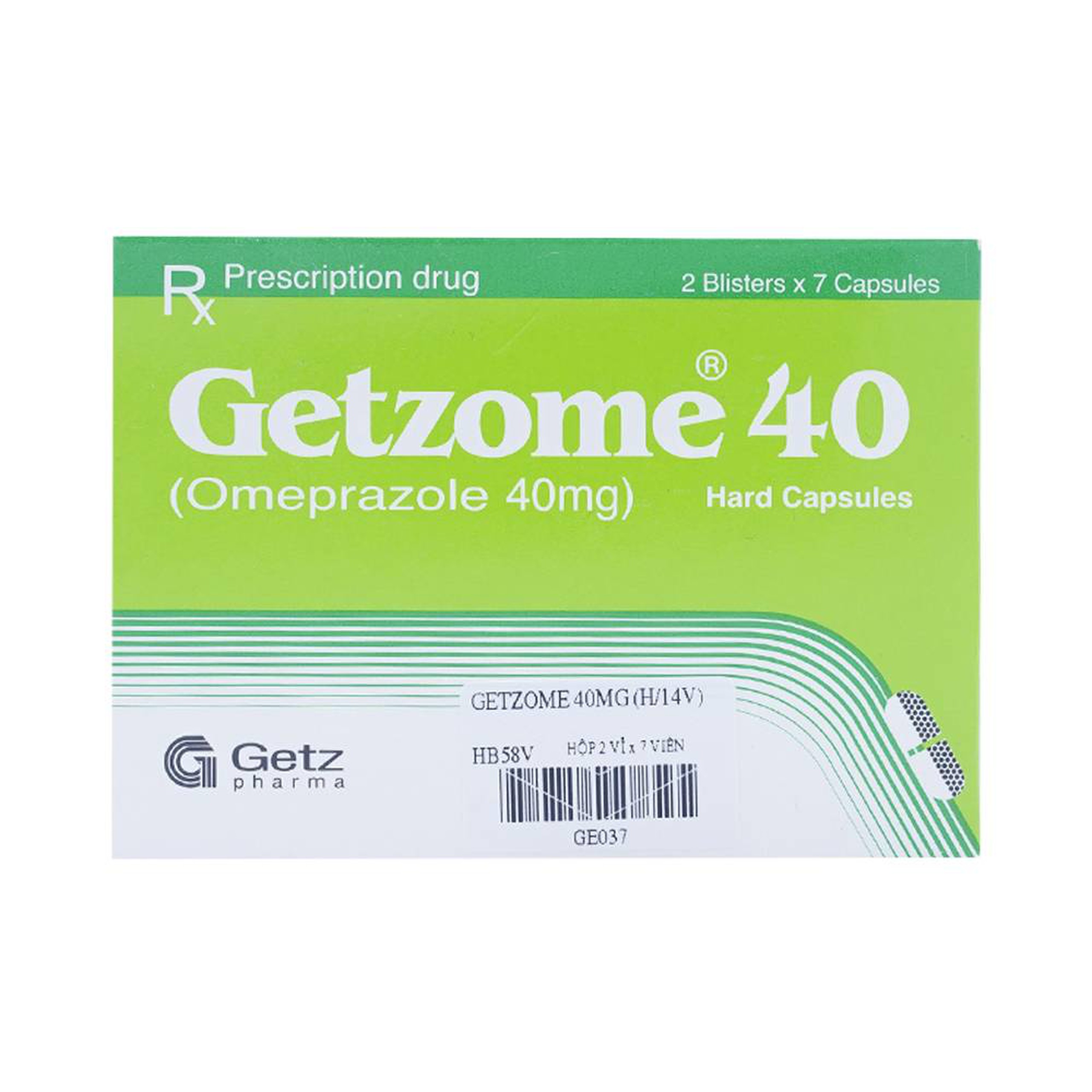 Thuốc Getzome 40 Getz điều trị loét dạ dày, tá tràng (2 vỉ x 7 viên)