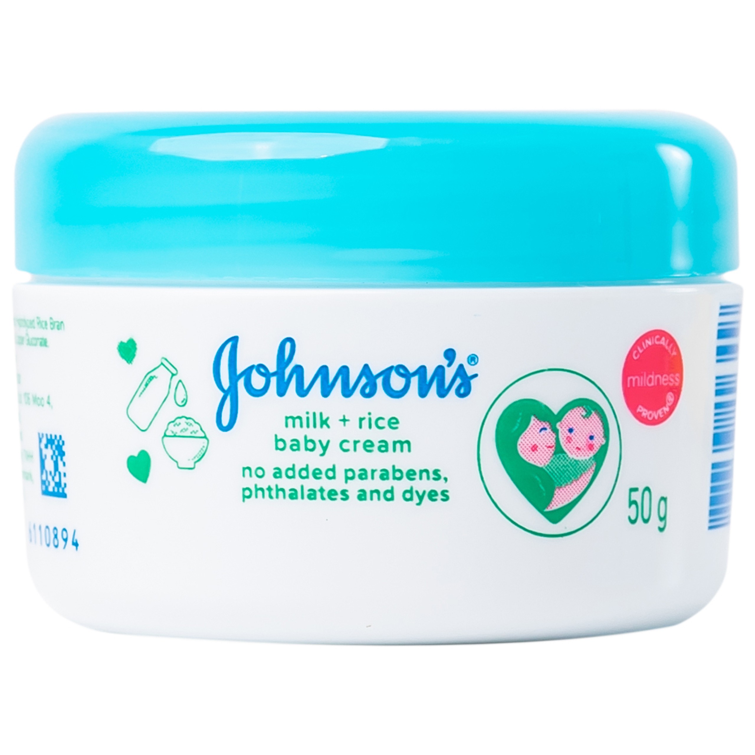 Kem dưỡng da Johnson's Milk And Rice Baby Cream dưỡng ẩm và chống nứt nẻ cho mặt, cơ thể và tay của bé (50g)