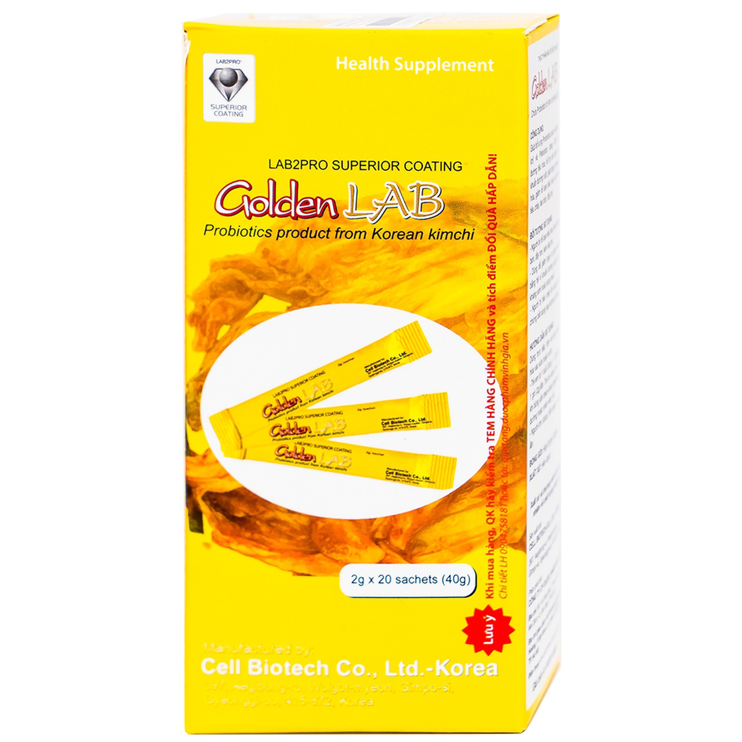 Men vi sinh Golden Lab Cell Biotech hỗ trợ cân bằng hệ vi sinh đường ruột (20 gói x 2g)