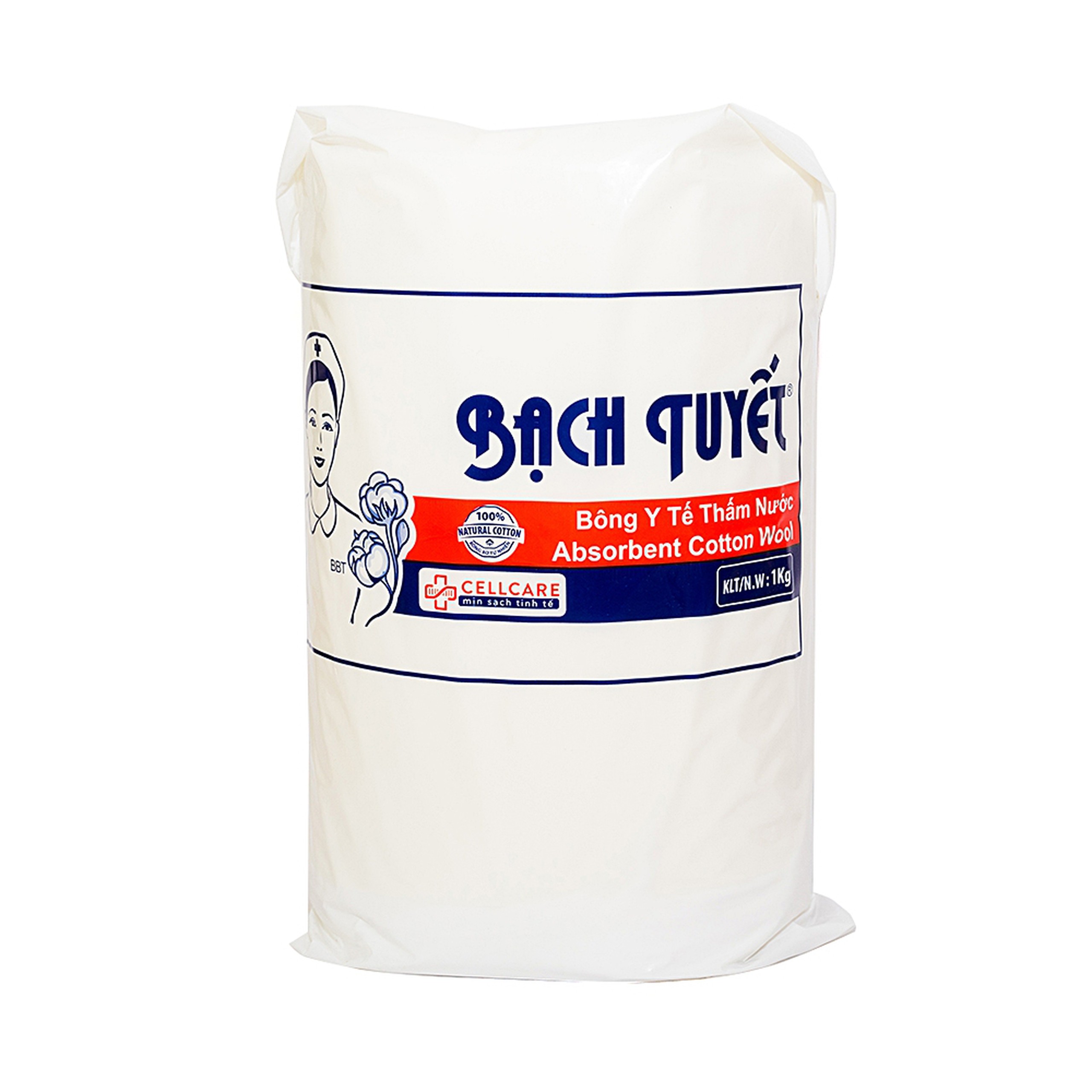 Bông y tế thấm nước Bạch Tuyết 1kg dùng trong chăm sóc cá nhân và y tế (12 gói)