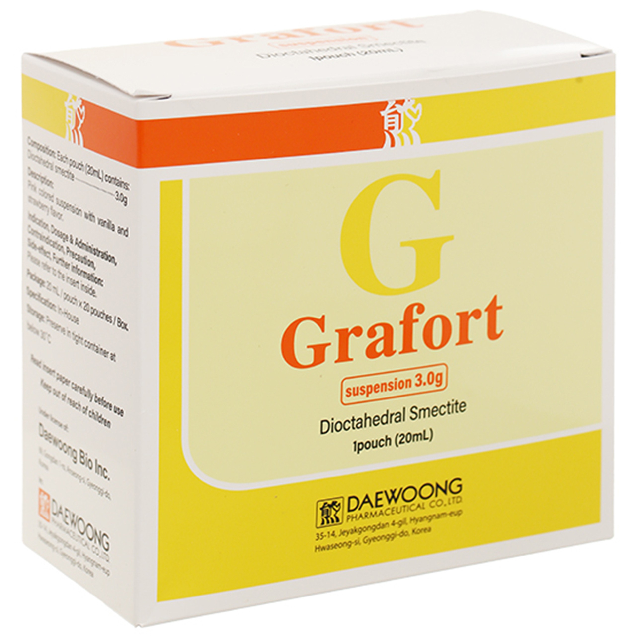 Hỗn dịch Grafort Daewoong điều trị đau do viêm thực quản, dạ dày, ruột (20 gói)