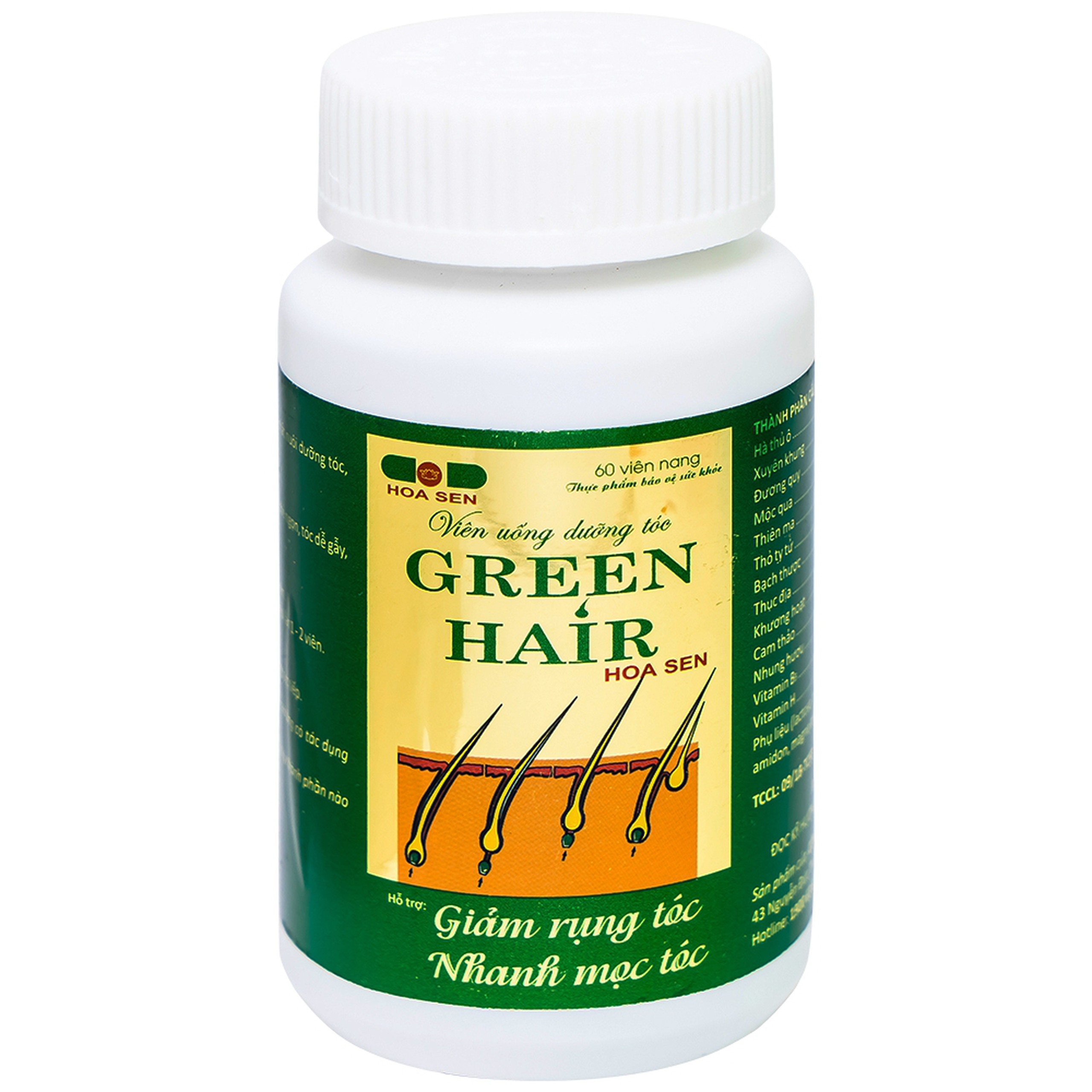 Viên uống Green Hair Hoa Sen bổ huyết, bổ sung dưỡng chất nuôi dưỡng tóc (60 viên)