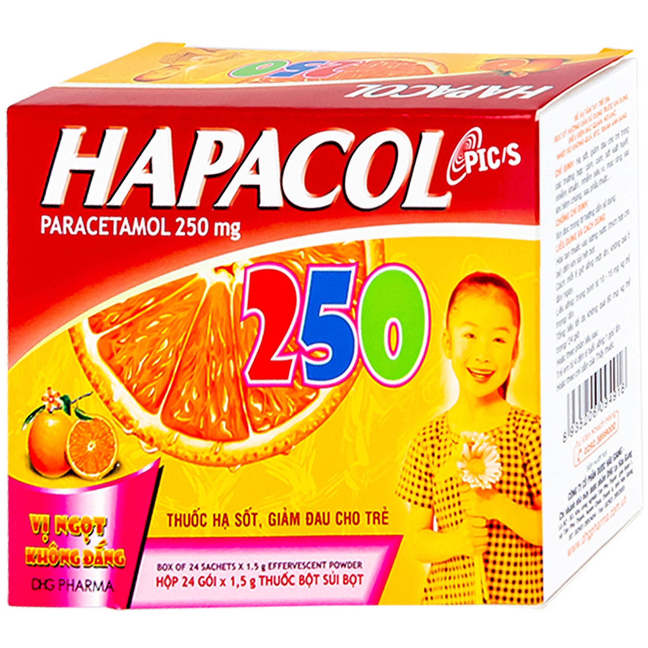 Bột Hapacol 250 DHG giảm đau, hạ sốt (24 gói)
