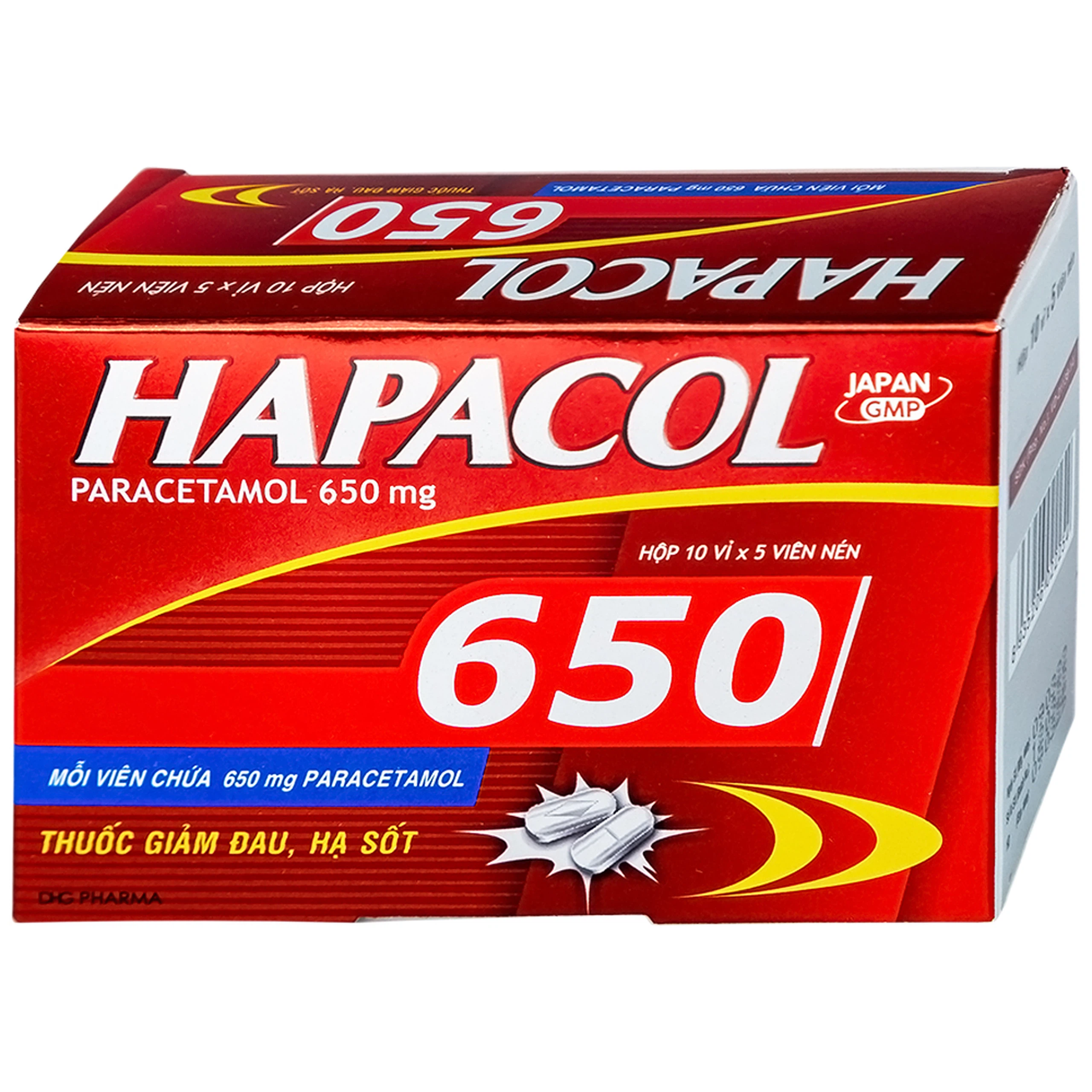 Thuốc Hapacol 650 DHG giảm đau, hạ sốt (10 vỉ x 5 viên)