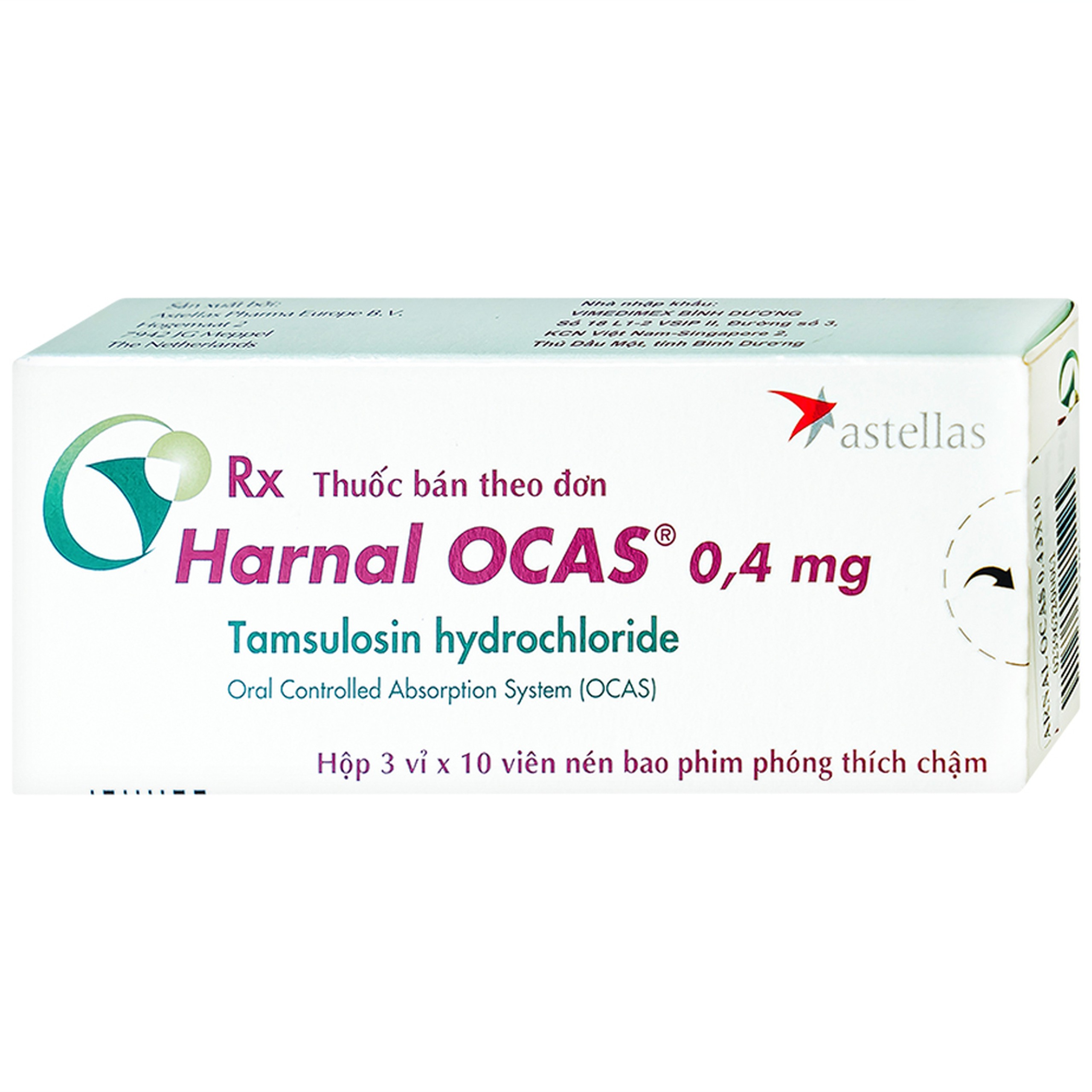 Thuốc Harnal Ocas 0.4mg Astellas hỗ trợ điều trị tăng sản tuyến tiền liệt lành tính (3 vỉ x 10 viên)