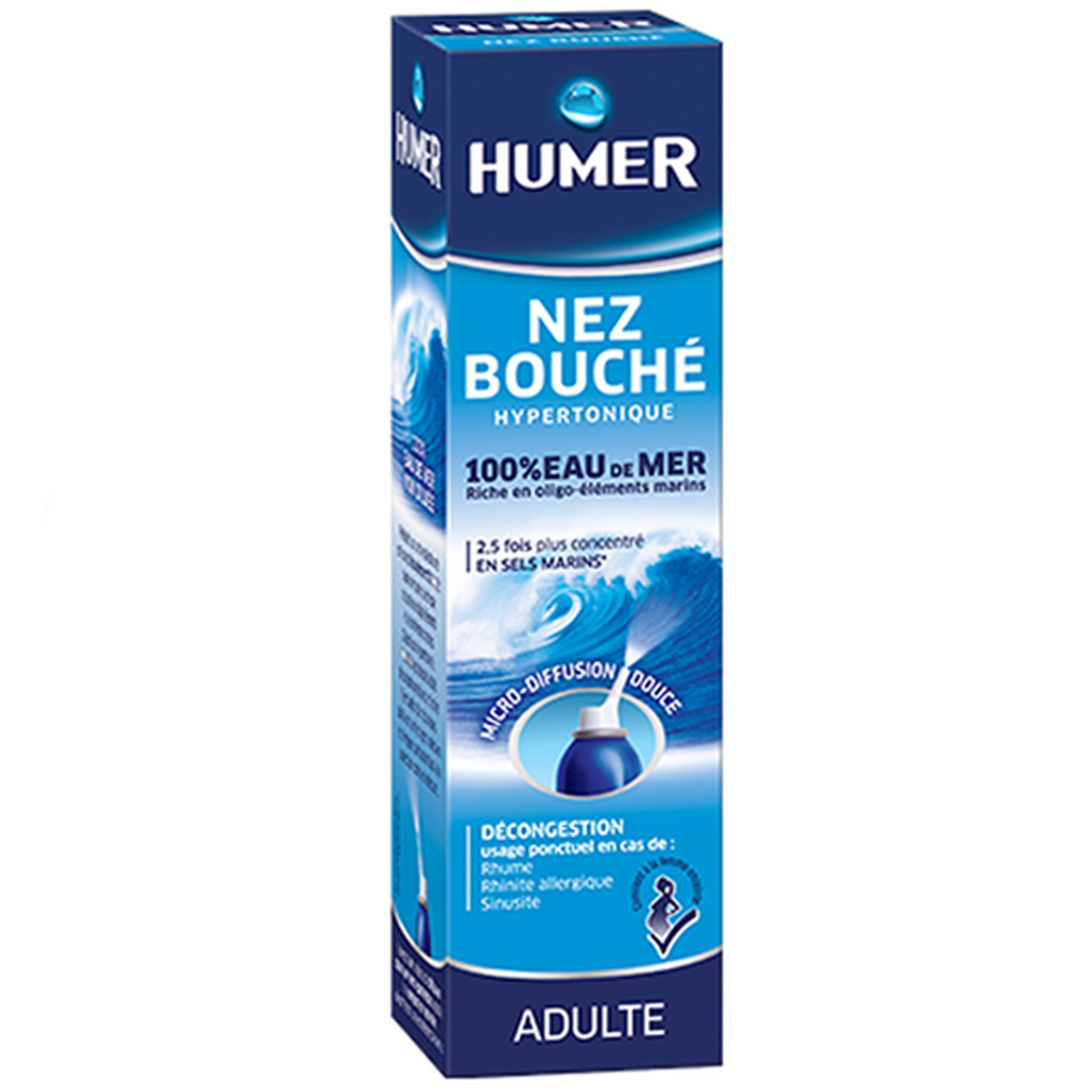 Dung dịch xịt mũi Humer Nez Bouché làm thông mũi, giúp rửa sạch lớp chất nhầy dày (50ml)