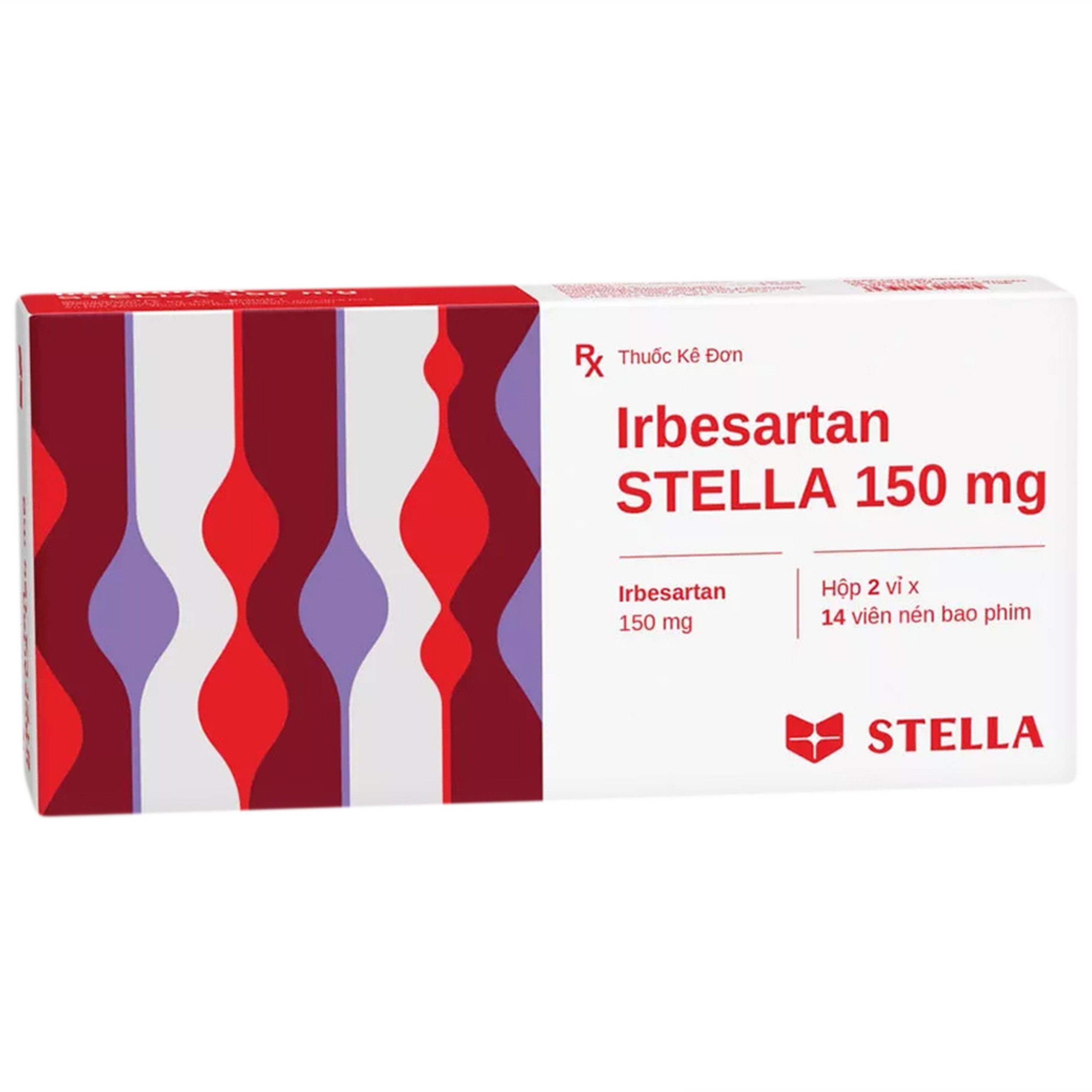Thuốc Irbesartan Stella 150mg điều trị tăng huyết áp, bệnh thận do tiểu đường (2 vỉ x 14 viên)