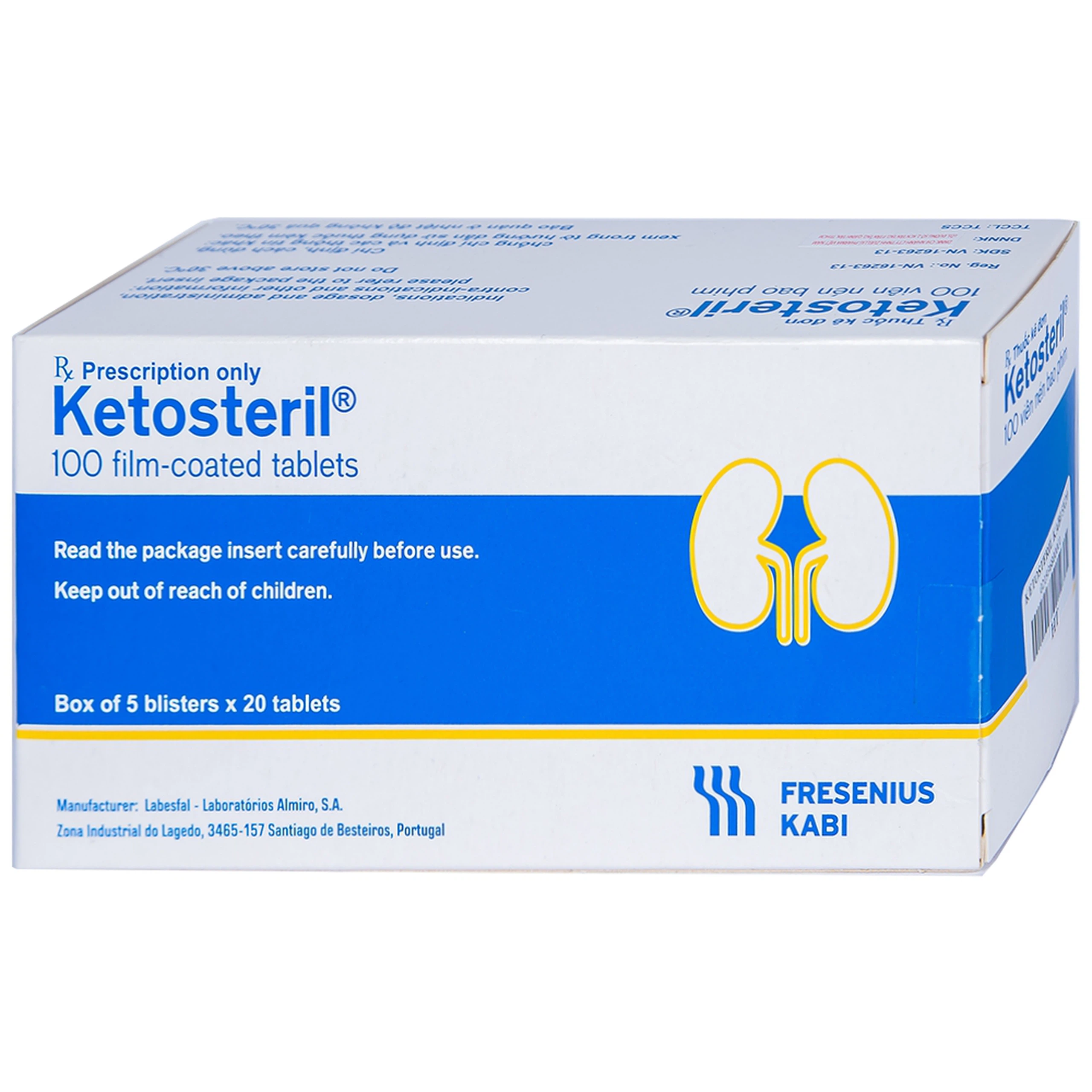 Thuốc Ketosteril Fresenius Kabi phòng ngừa và điều trị suy thận mạn (5 vỉ x 20 viên)