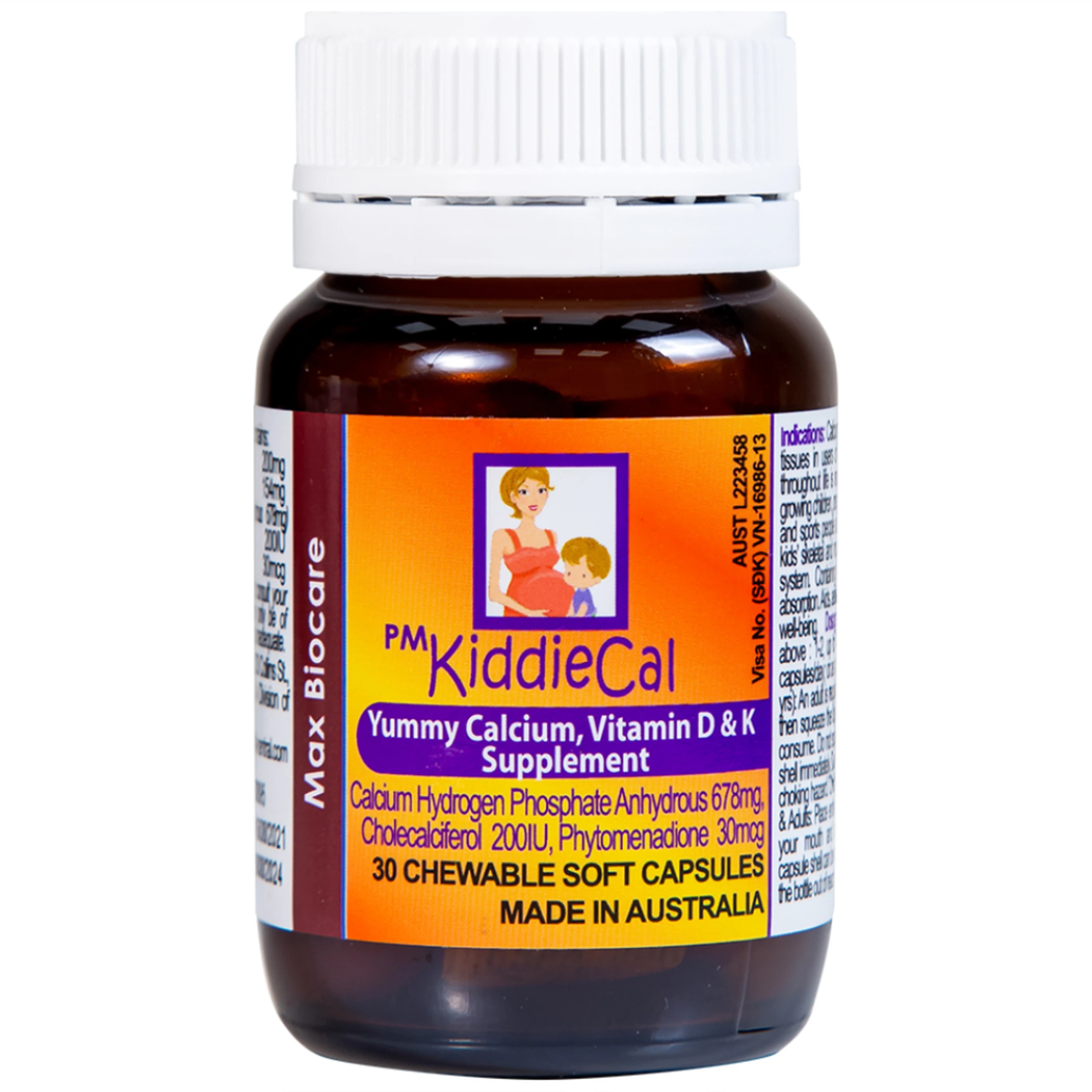 Viên nhai KiddieCal Catalent bổ sung canxi và vitamin D (30 viên)