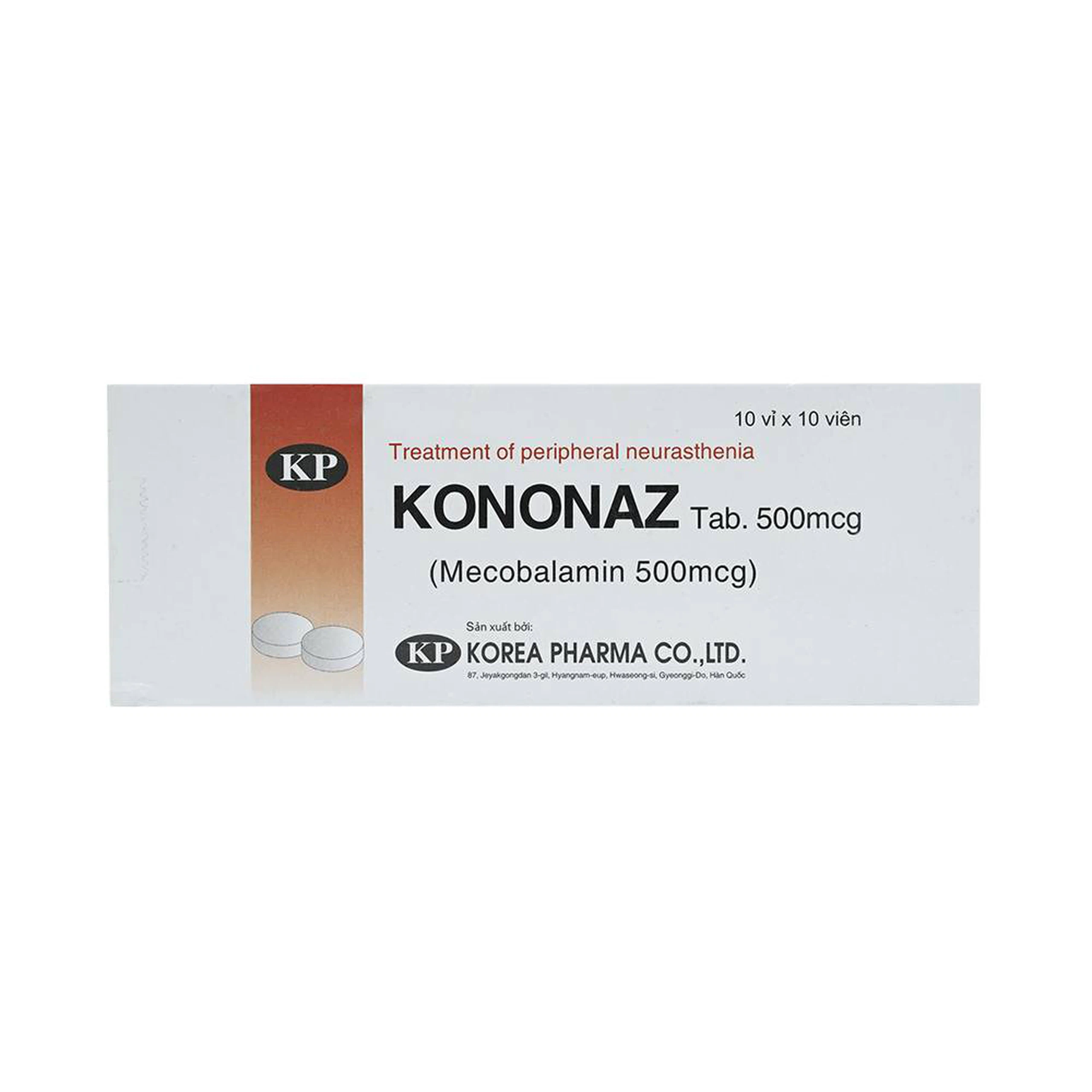 Viên nén Kononaz 500mcg Korea Pharma điều trị bệnh lý thần kinh ngoại biên (10 vỉ x 10 viên)