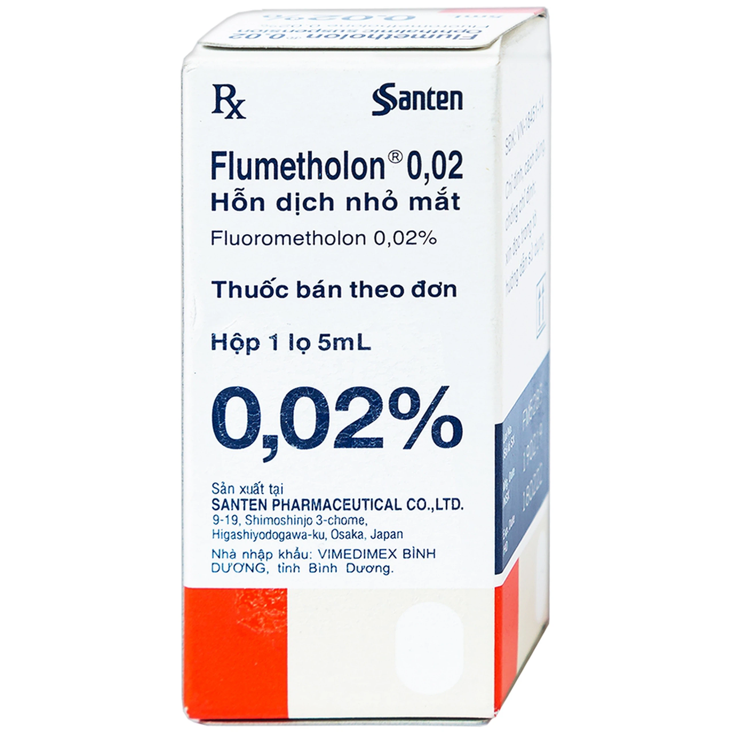 Hỗn dịch nhỏ mắt Flumetholon 0.02% Santen điều trị các bệnh viêm phía ngoài mắt (5ml)