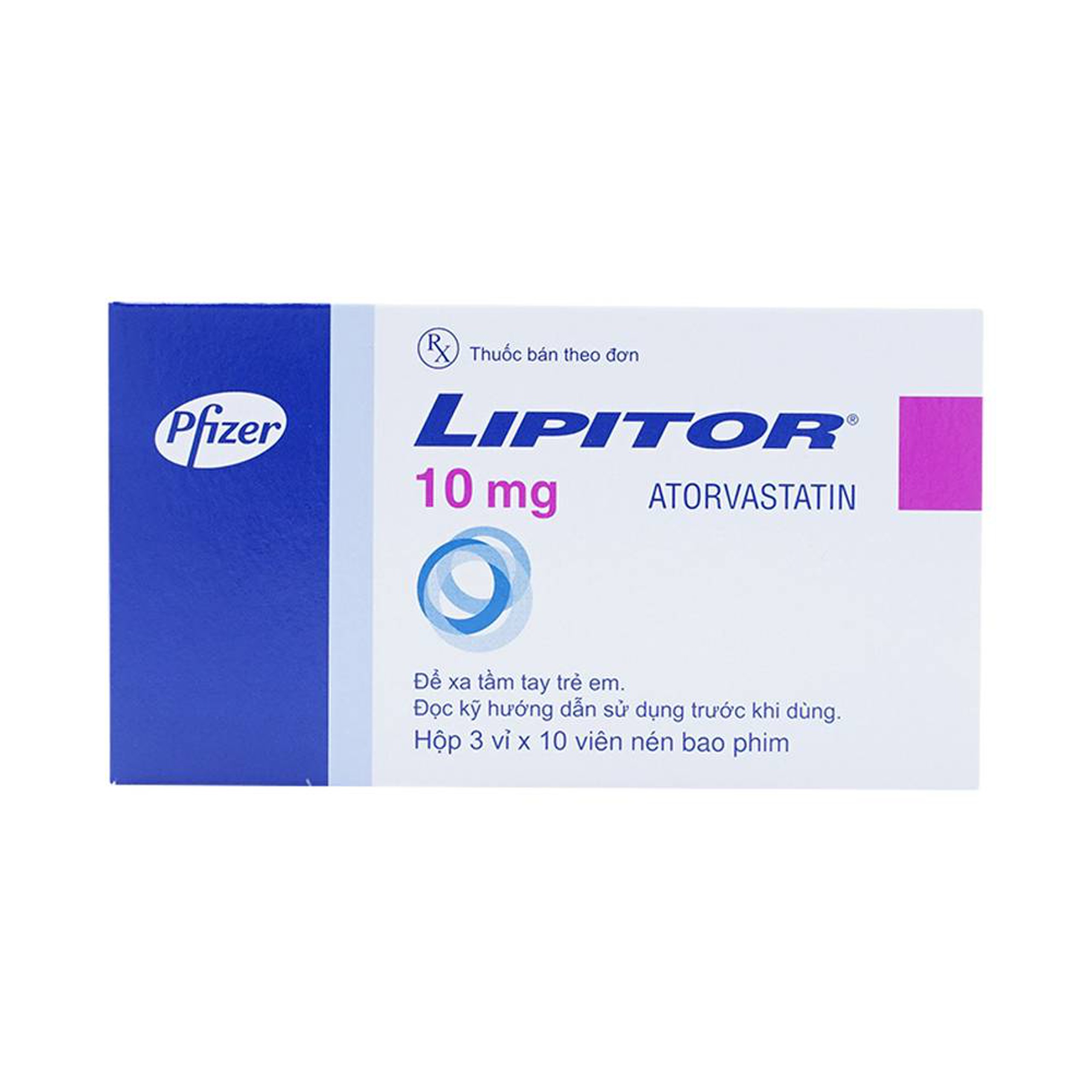 Thuốc Lipitor 10mg Pfizer điều trị tăng cholesterol toàn phần (3 vỉ x 10 viên) 