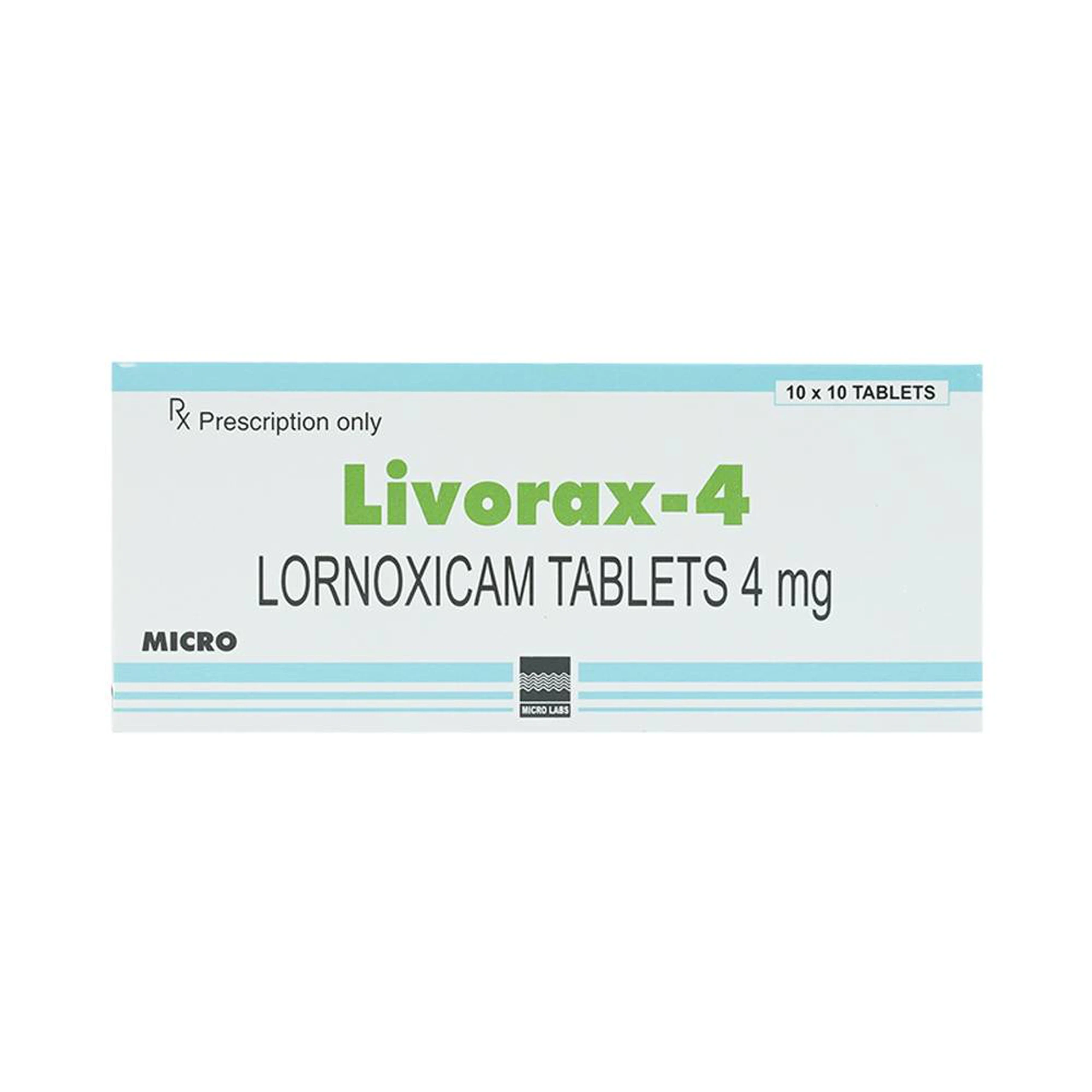 Viên nén Livorax-4 Micro giảm đau và chống viêm xương khớp (10 vỉ x 10 viên)