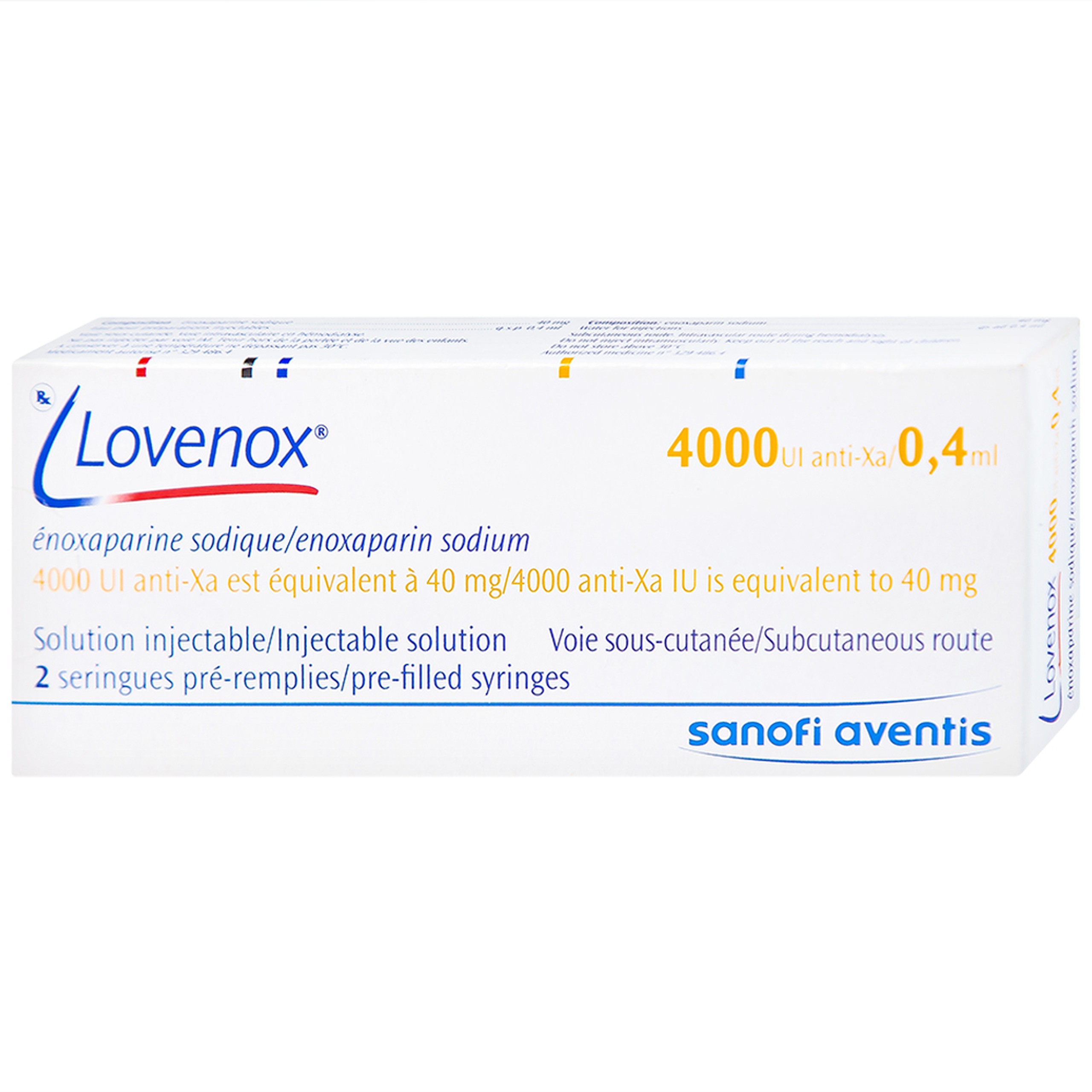 Dung dịch tiêm Lovenox 4000 anti-Xa IU/0.4 ml điều trị dự phòng bệnh thuyên tắc huyết khối tĩnh mạch (2 ống)