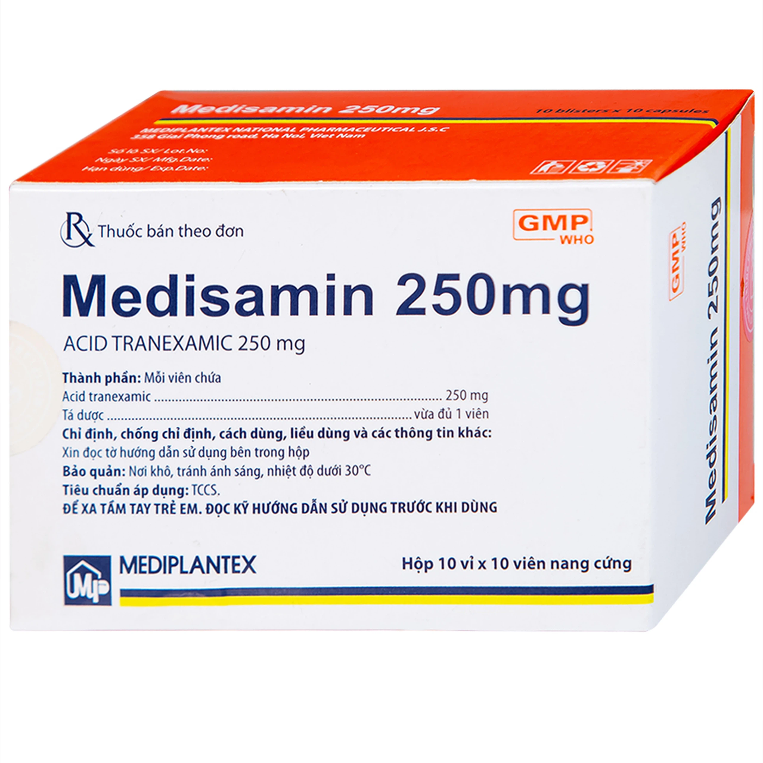 Thuốc Medisamin 250mg Mediplantex điều trị tình trạng chảy máu (10 vỉ x 10 viên) 