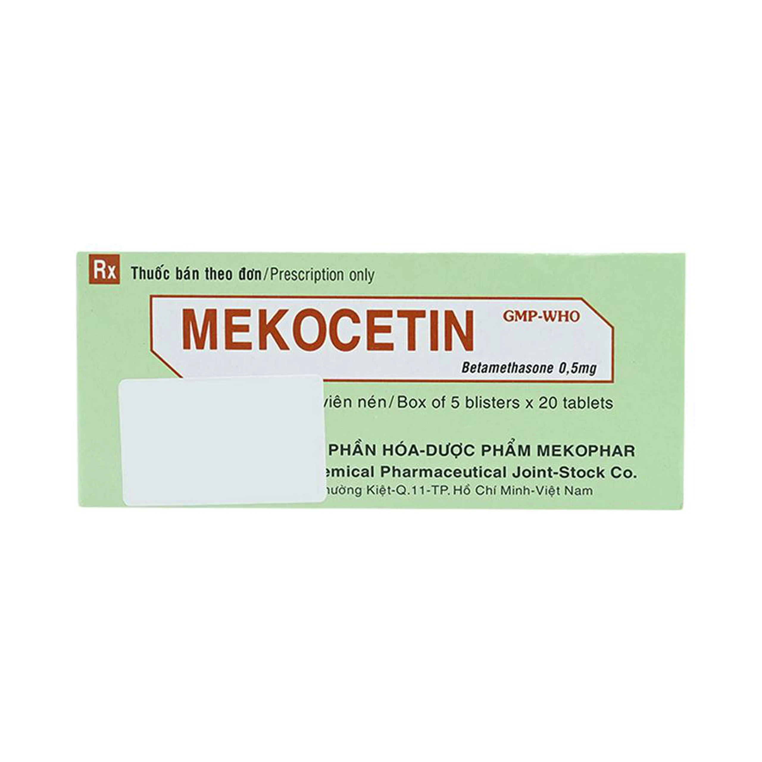 Thuốc Mekocetin 0.5mg Mekophar điều trị thấp khớp, bệnh collagen, bệnh ngoài da, dị ứng (5 vỉ x 20 viên) 