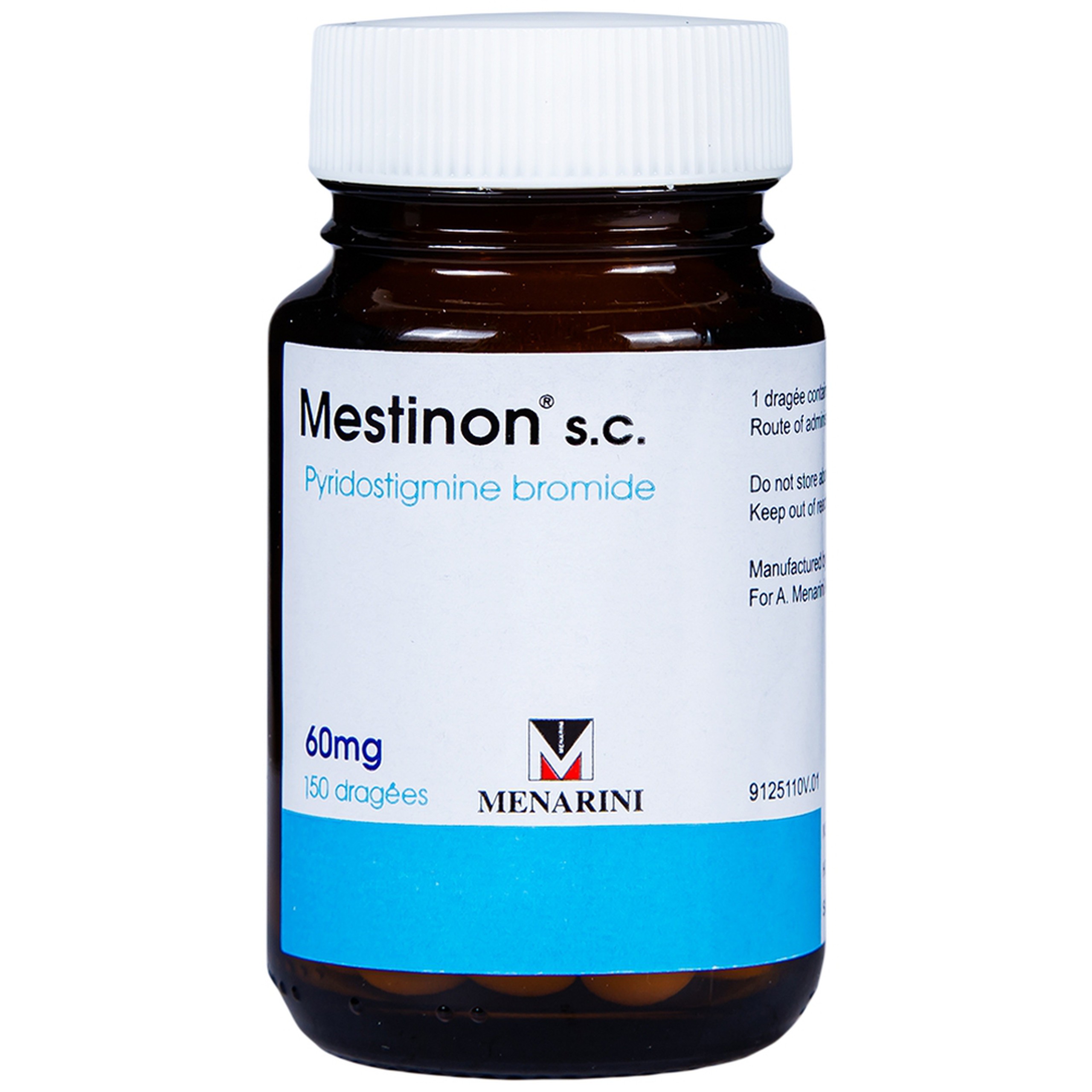 Viên nén Mestinon S.C. 60mg Menarini điều trị nhược cơ,  tắc ruột do liệt ruột và bí tiểu sau phẫu thuật (150 viên)