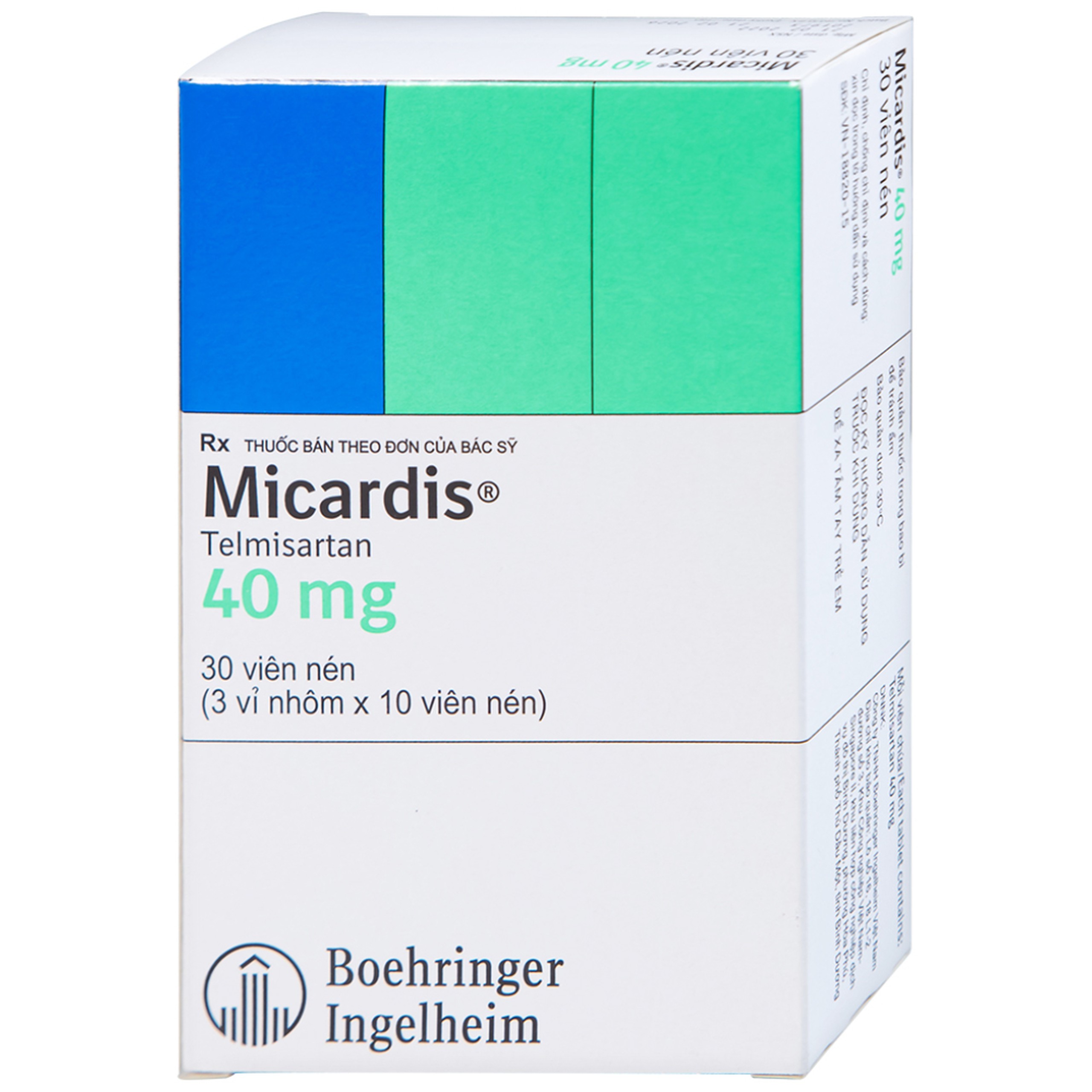 Viên nén Micardis 40mg Boehringer điều trị tăng huyết áp vô căn (3 vỉ x 10 viên)