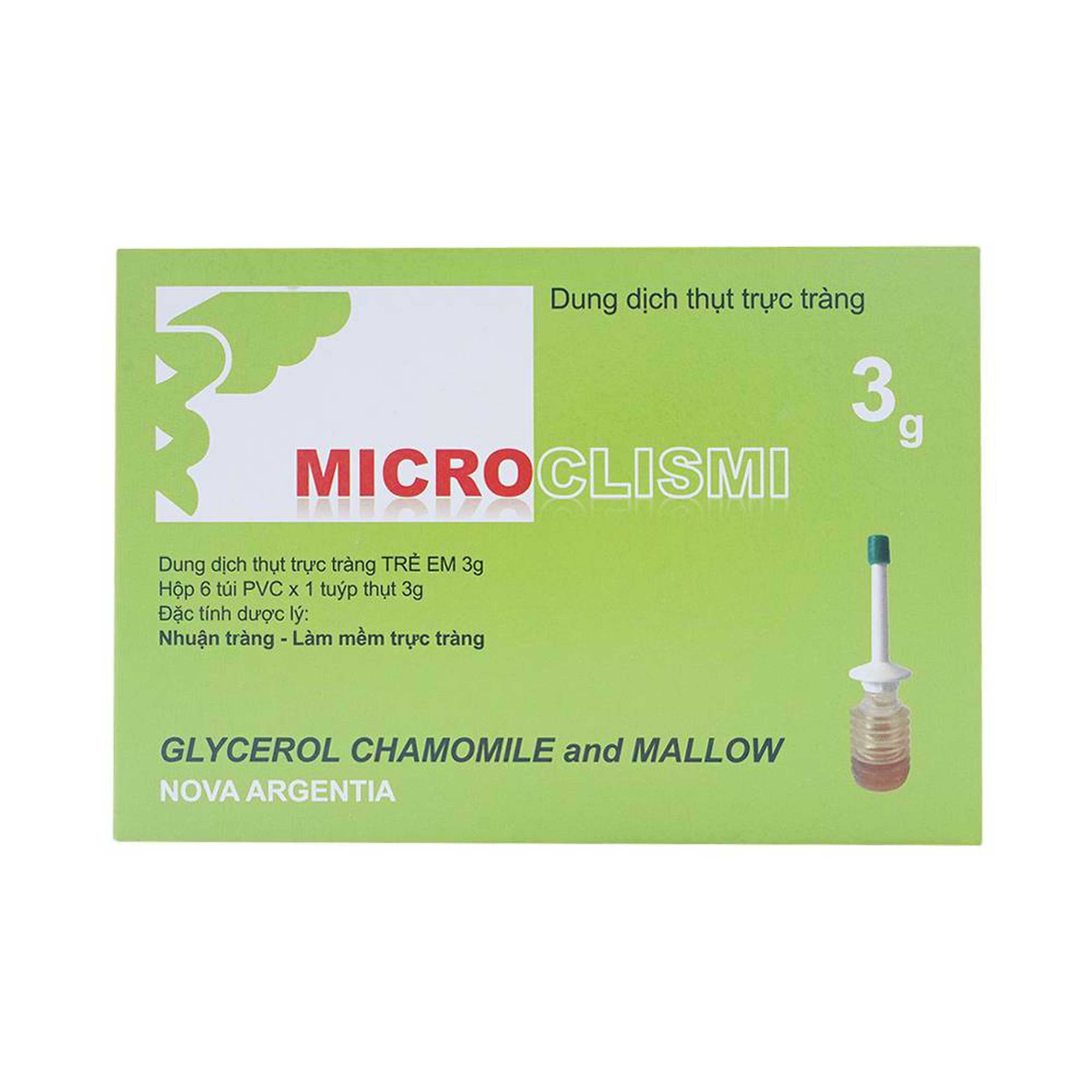 Dung dịch thụt trực tràng Microclismi Nova Argentia điều trị táo bón (6 túi x 1 tuýp x 3g)
