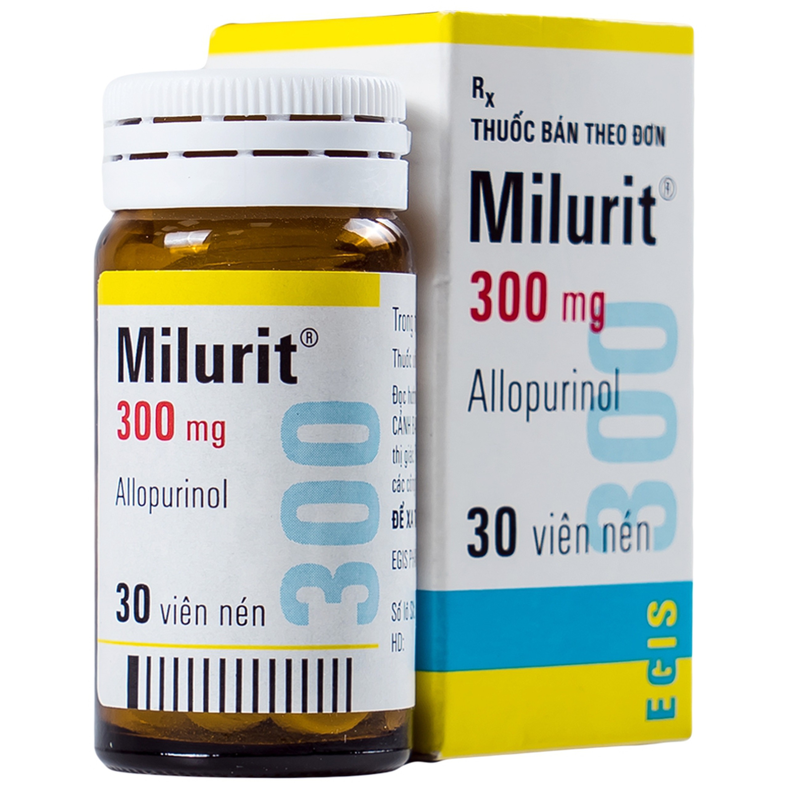 Viên nén Milurit 300mg Egis Pharma điều trị bệnh gout, phòng ngừa bệnh sỏi axit uric (30 viên)