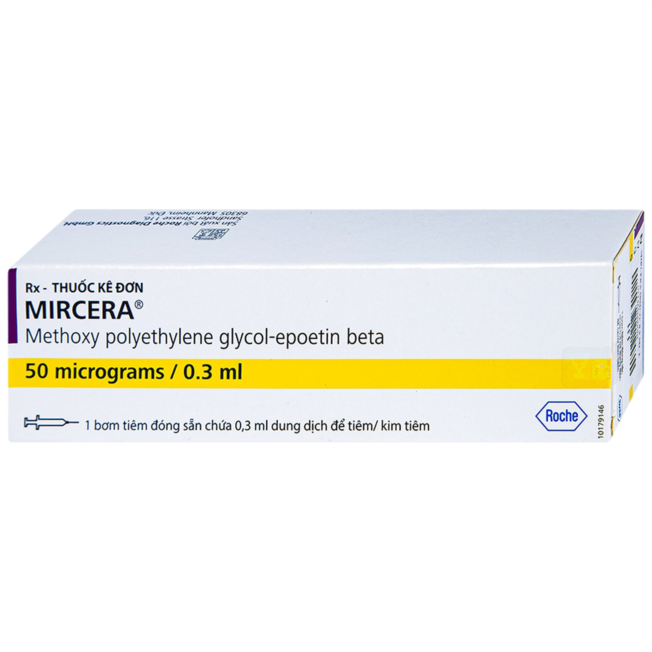 Dung dịch tiêm Mireca 50mcg/0.3ml Roche điều trị bệnh thiếu máu (1 cây)
