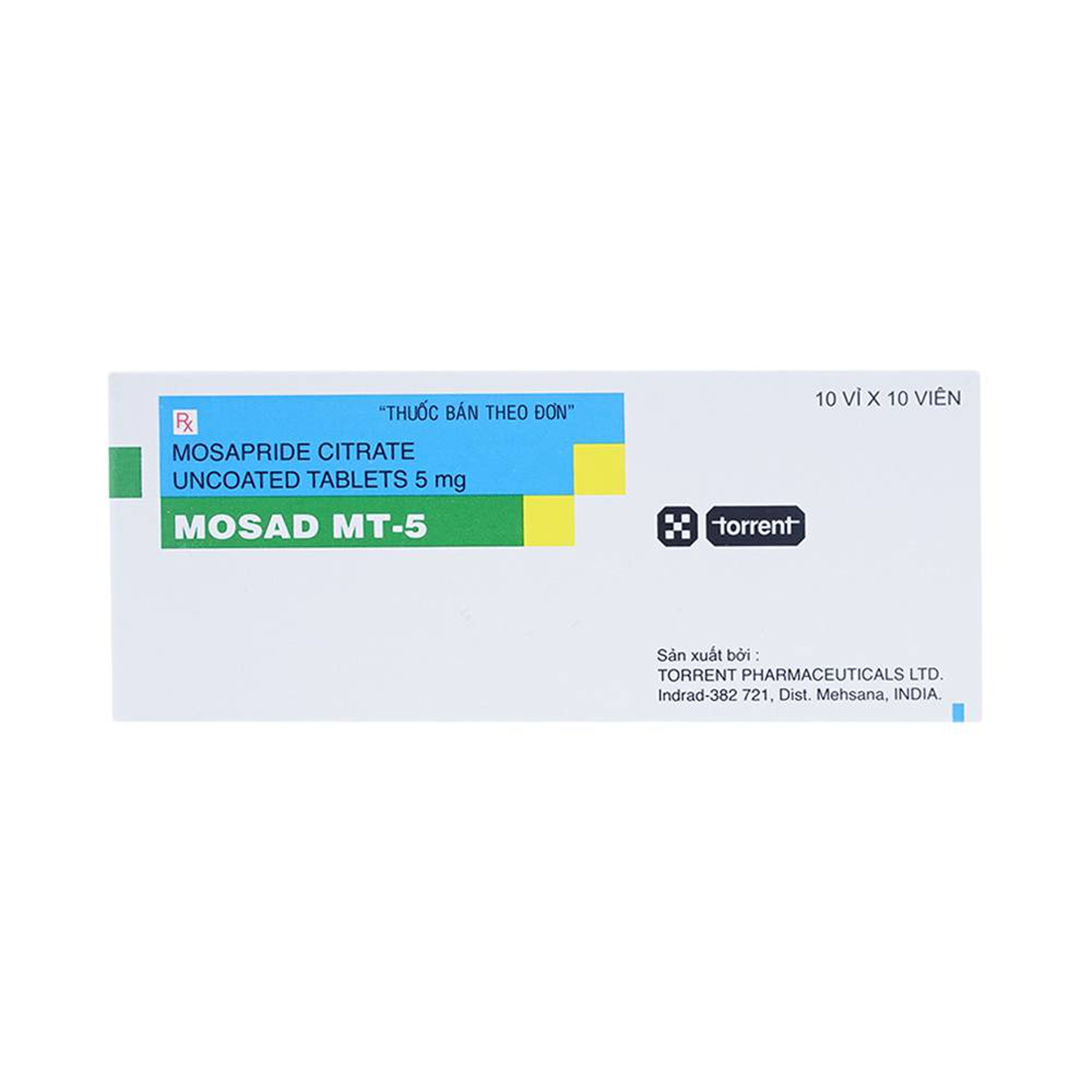 Thuốc Mosad MT-5 Torrent điều trị các triệu chứng dạ dày - ruột (10 vỉ x 10 viên)
