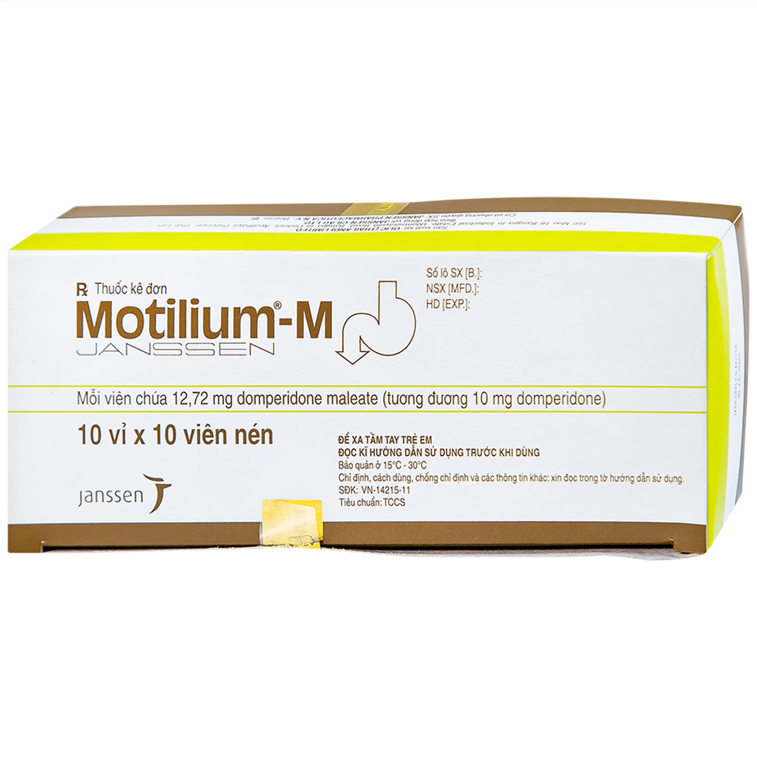 Viên nén Motilium-M Janssen điều trị triệu chứng nôn và buồn nôn (10 vỉ x 10 viên)