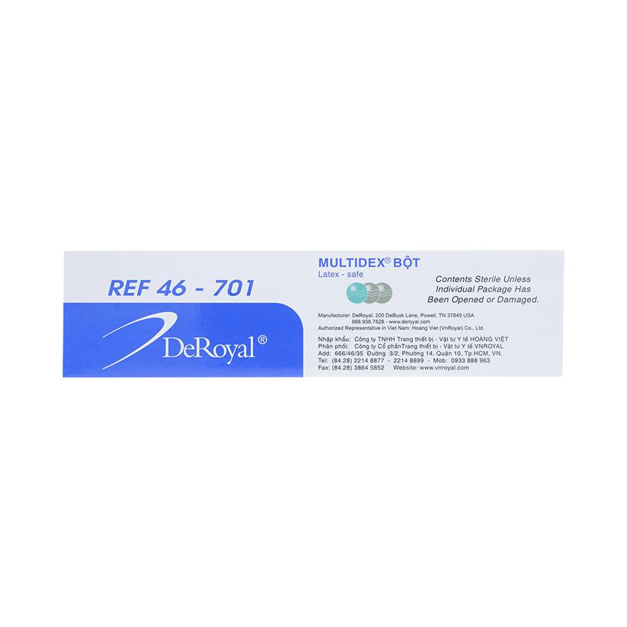 Bột Multidex Ref 46-701 DeRoyal hỗ trợ điều trị viêm nhiễm da, làm lành các vết loét mãn tính (45g)