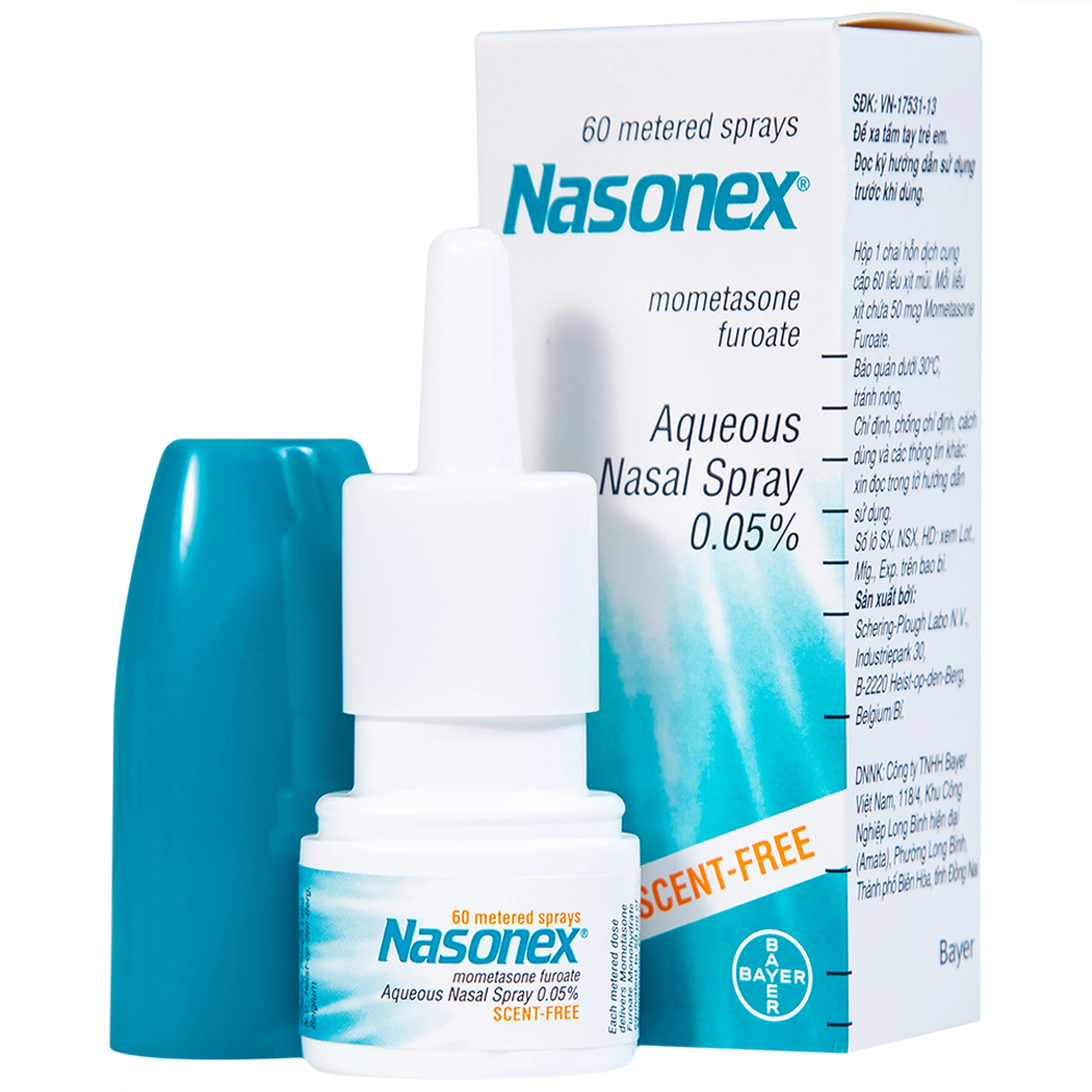Thuốc xịt mũi Nasonex Bayer điều trị viêm mũi dị ứng (60 liều)