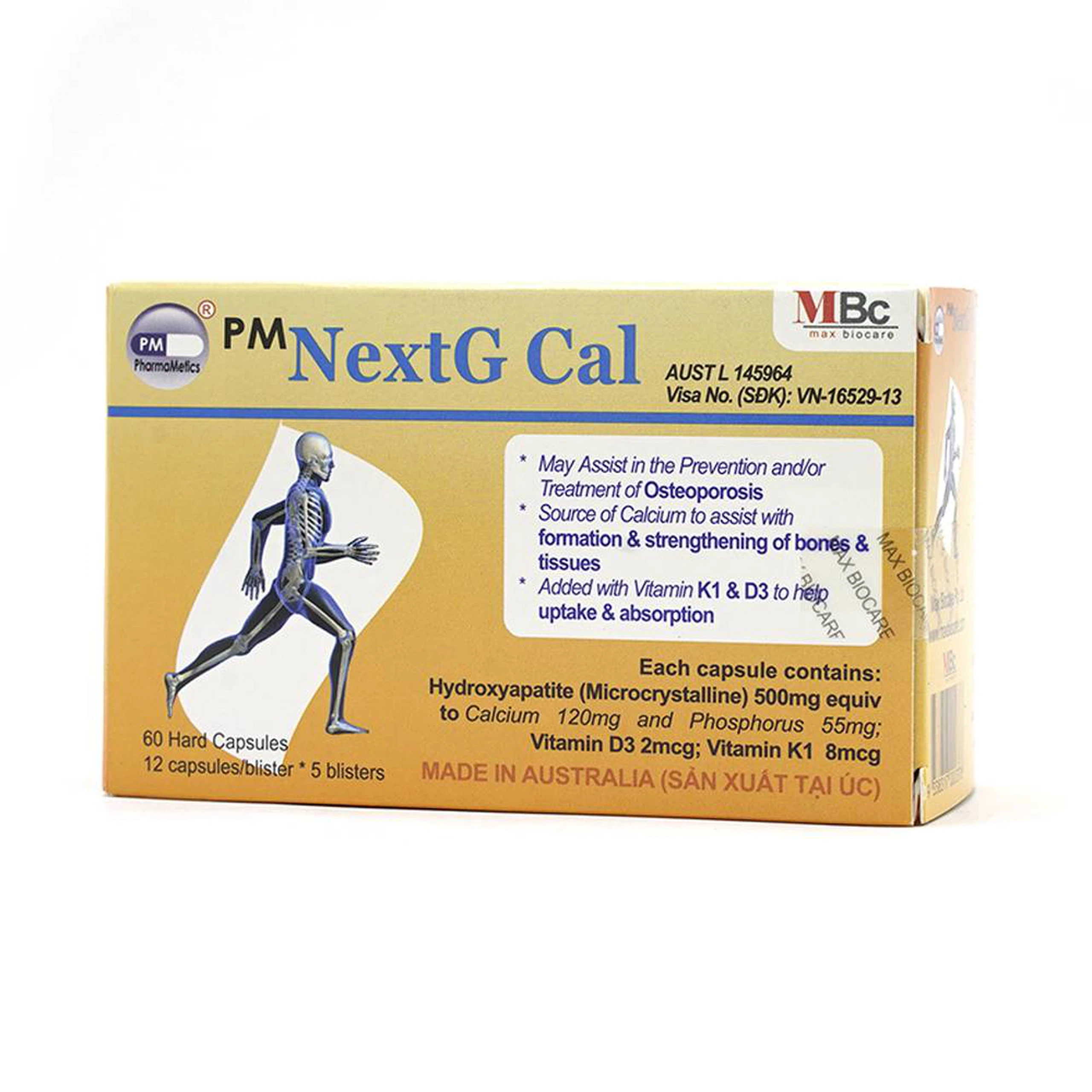 Thuốc PM NextG Cal Probiotec bổ sung canxi, điều trị loãng xương (5 vỉ x 12 viên)