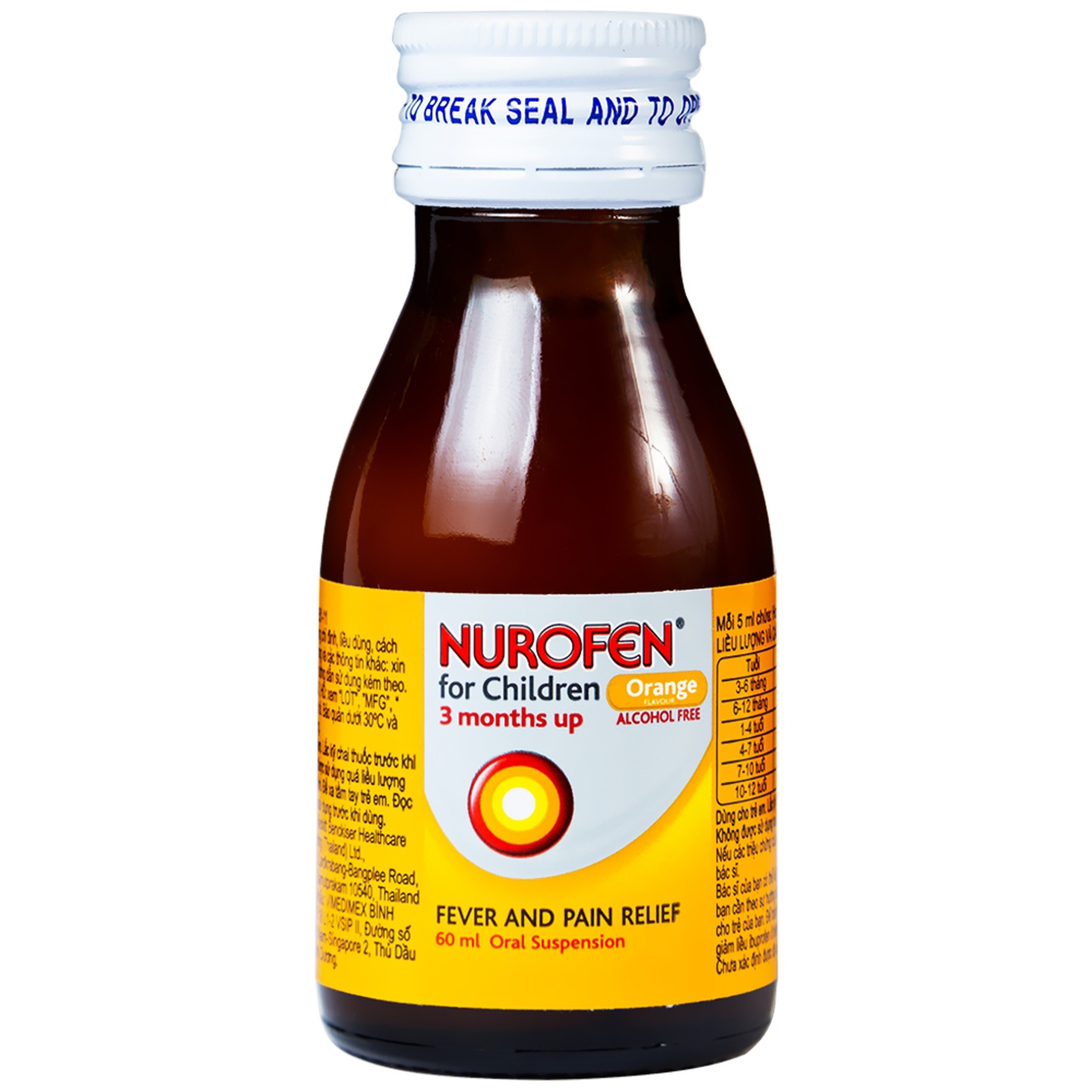 Hỗn dịch uống Nurofen for children hạ sốt, giảm đau răng, đau tai, đau họng (60ml)