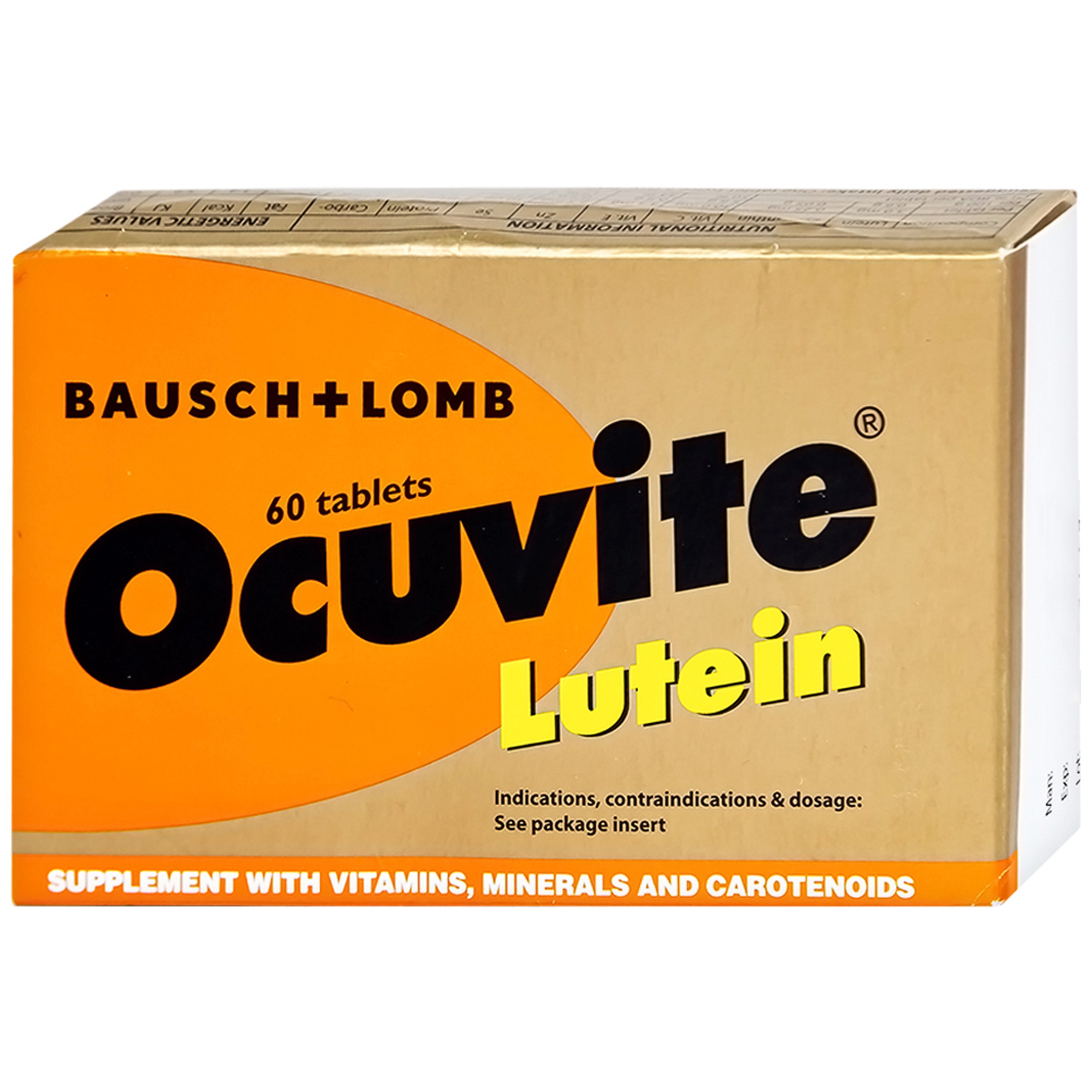 Viên nén Ocuvite Lutein Bausch & Lomb hỗ trợ tăng cường thị lực (3 vỉ x 20 viên)